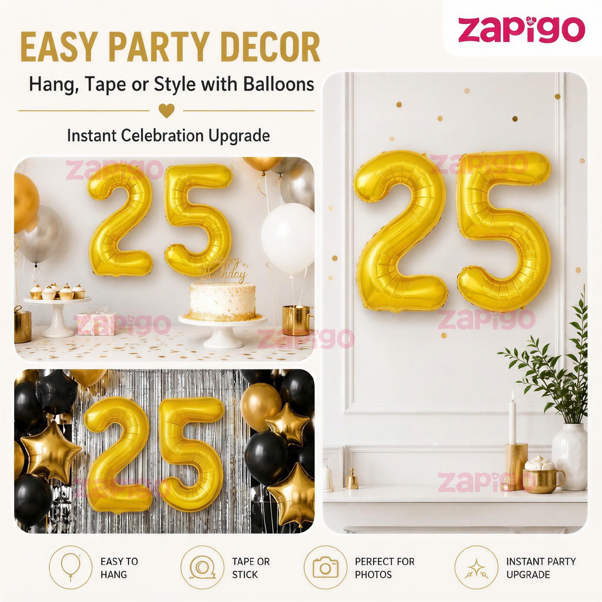 Balloonistics Gold 16-Inch Foil Number 25 Balloon - Fill with Helium or Air for 25th Birthday, Silver Jubilee, Anniversary Party Decoration, Photo Booth Backdrop thumbnail 7
