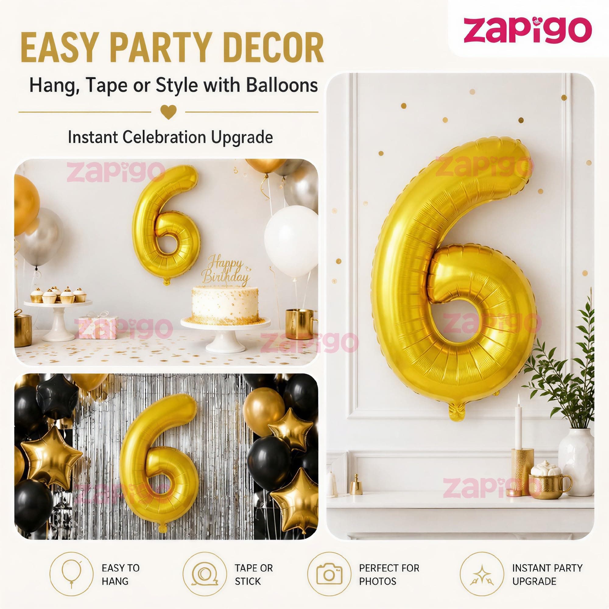 Balloonistics Gold Foil Number 6 Balloon – 16 Inch Golden Foil Number for Custom Age, Year & Phrase Party Decoration (Number 6) thumbnail 7