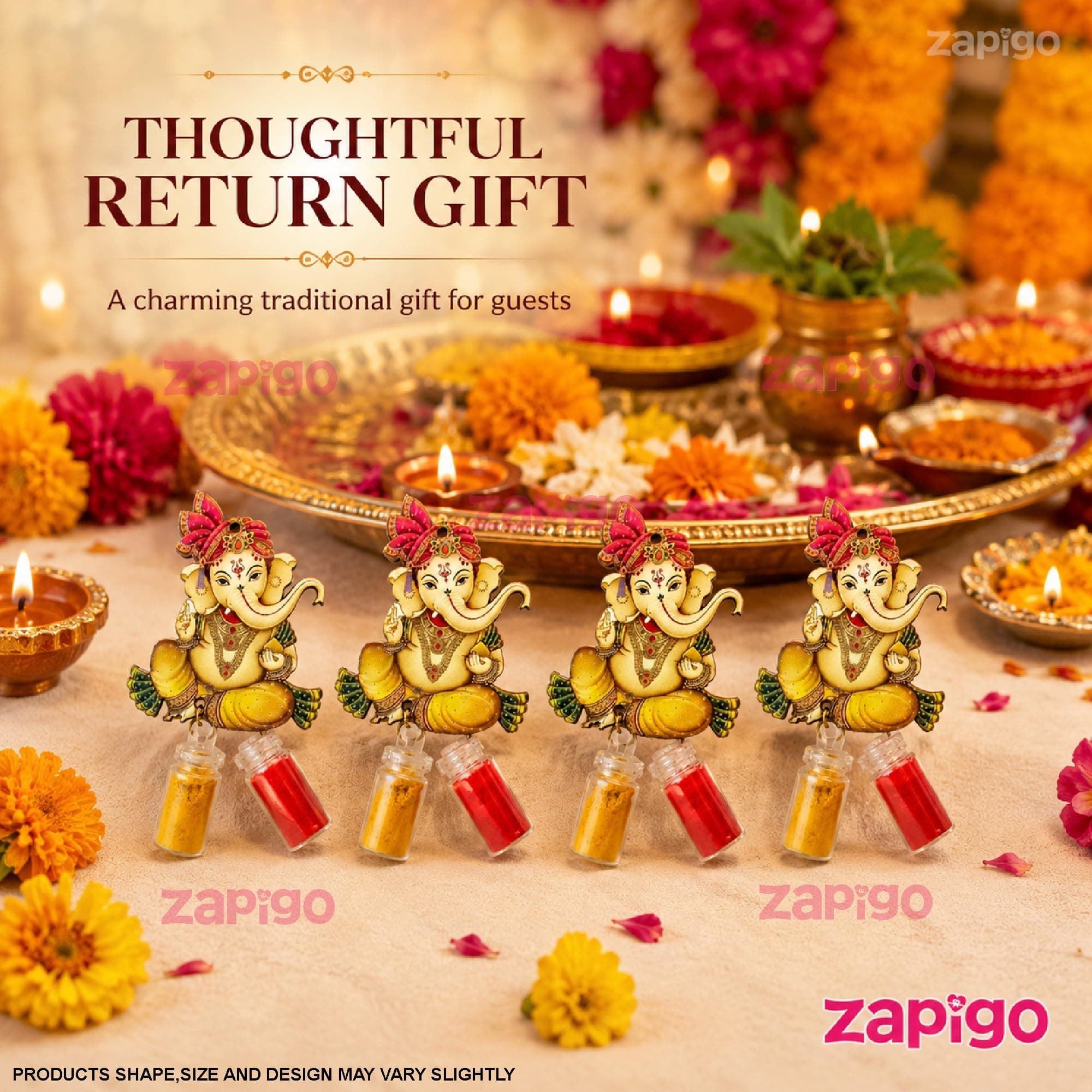 Habba Ganesha Kumkum Set, Traditional Haldi Kumkum Tambulam Return Gift for Women, Ideal for Weddings, Varalakshmi Vratham, Baby Showers, Navratri, Gruhapravesam, Sankranti, Pongal, Pack of 5 thumbnail 6