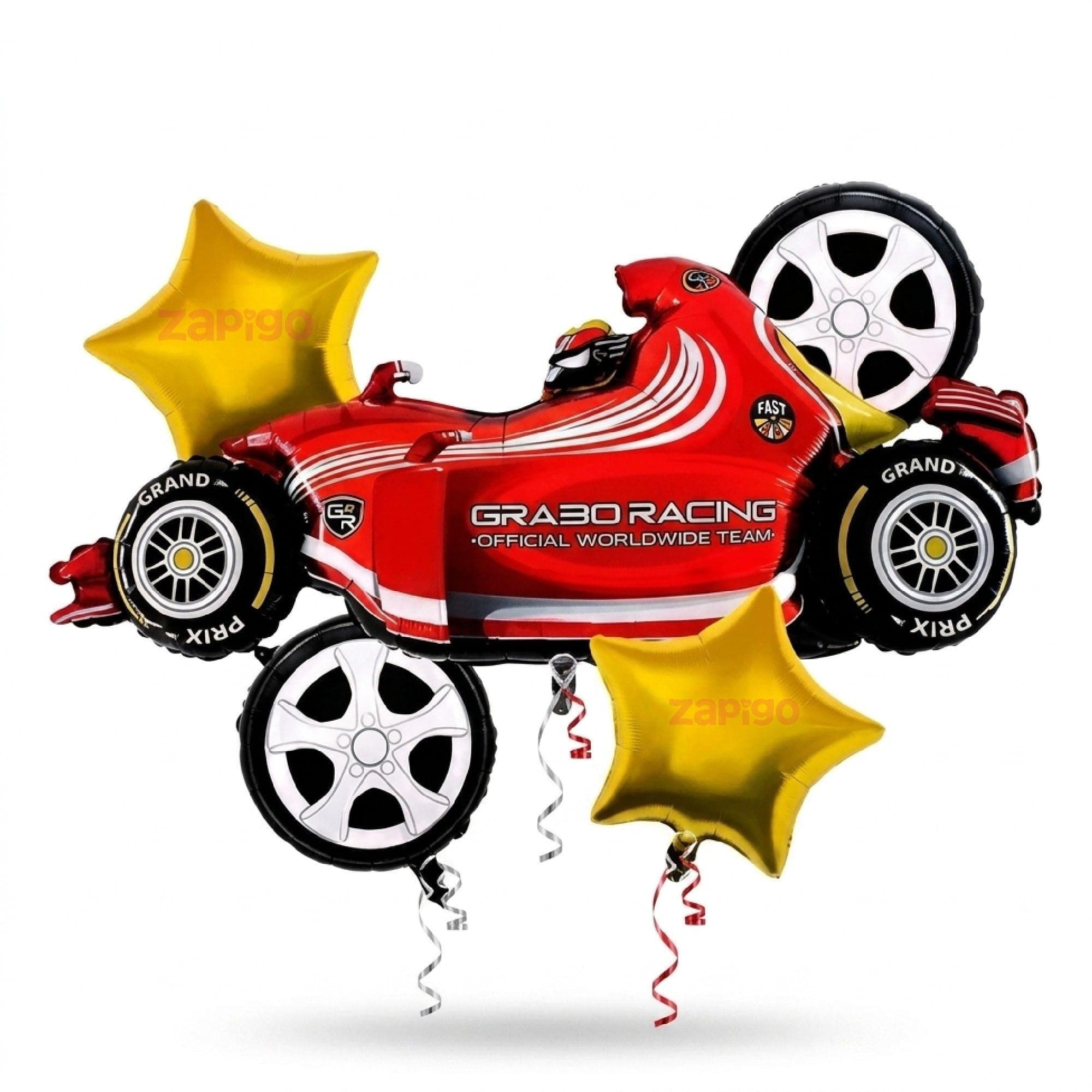 Balloonistics Sports Car Racing Theme Happy Birthday Balloon Bouquet Pack Of 5 thumbnail 1