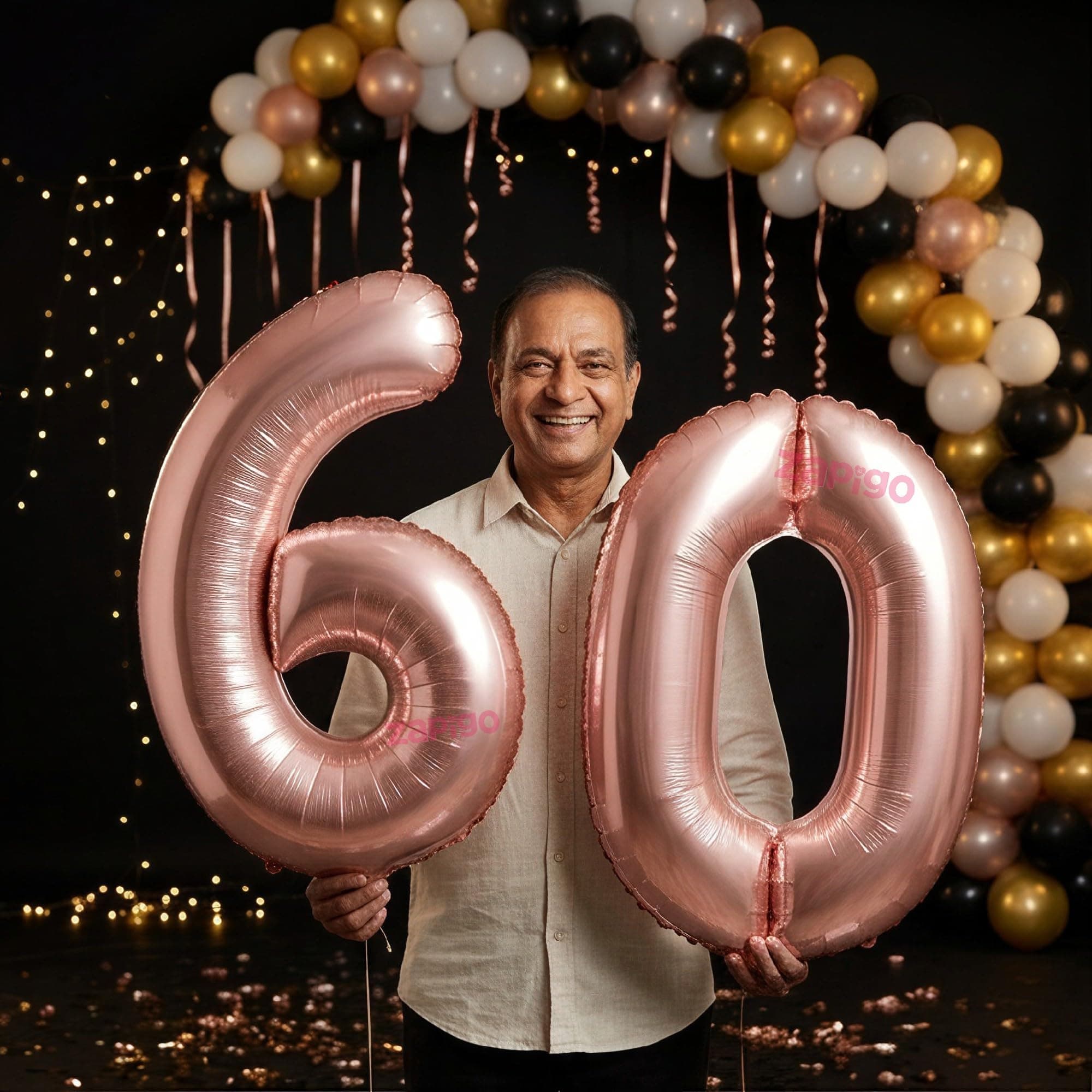 Balloonistics Rose Gold 40-Inch Foil Number 60 Balloon - Air or Helium thumbnail 1