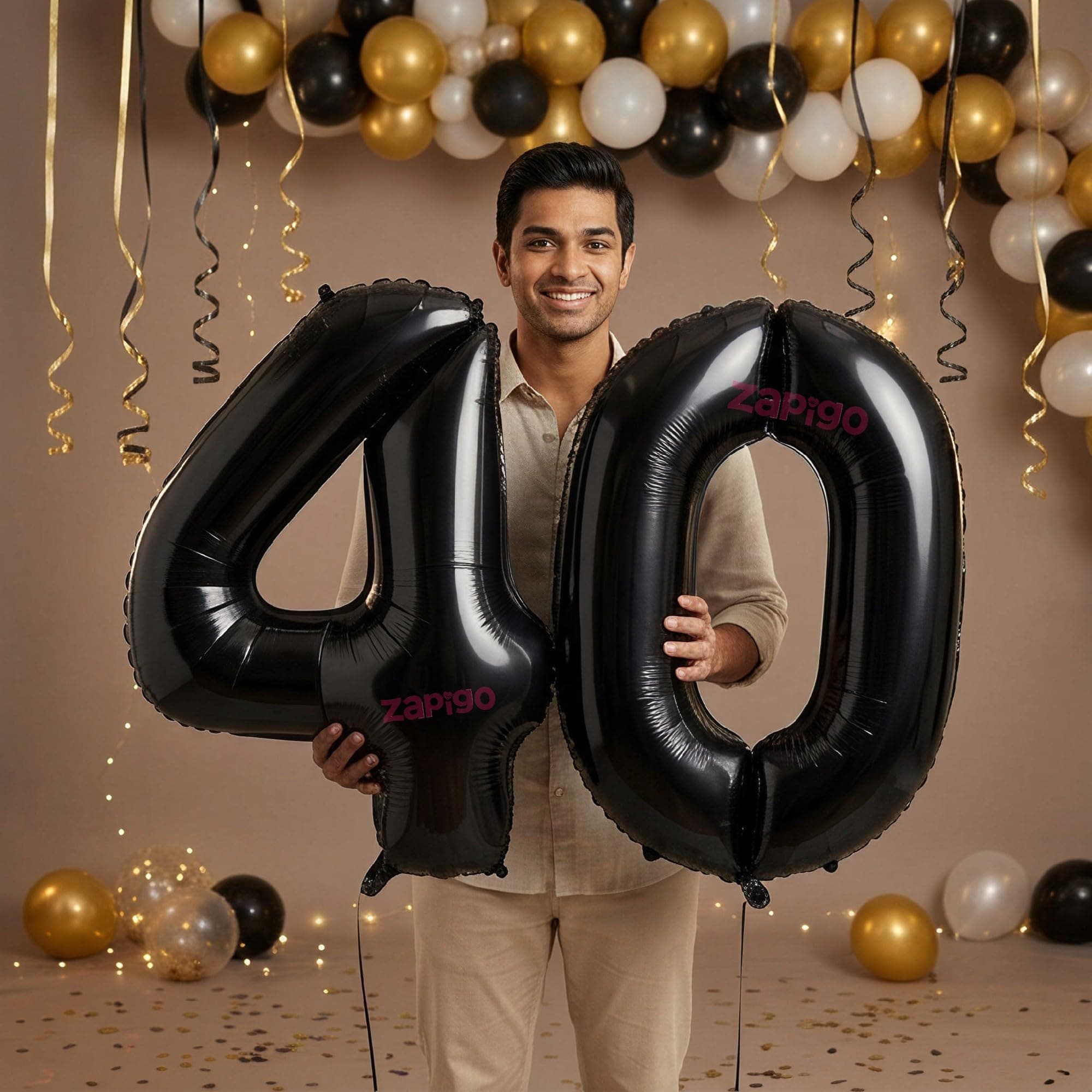 Balloonistics Black 40-Inch Foil Number 40 Balloon - Helium or Air Fill for 40th Birthday, Anniversary Party Decoration, Photo Booth Backdrop, Cake Table Decor thumbnail 1