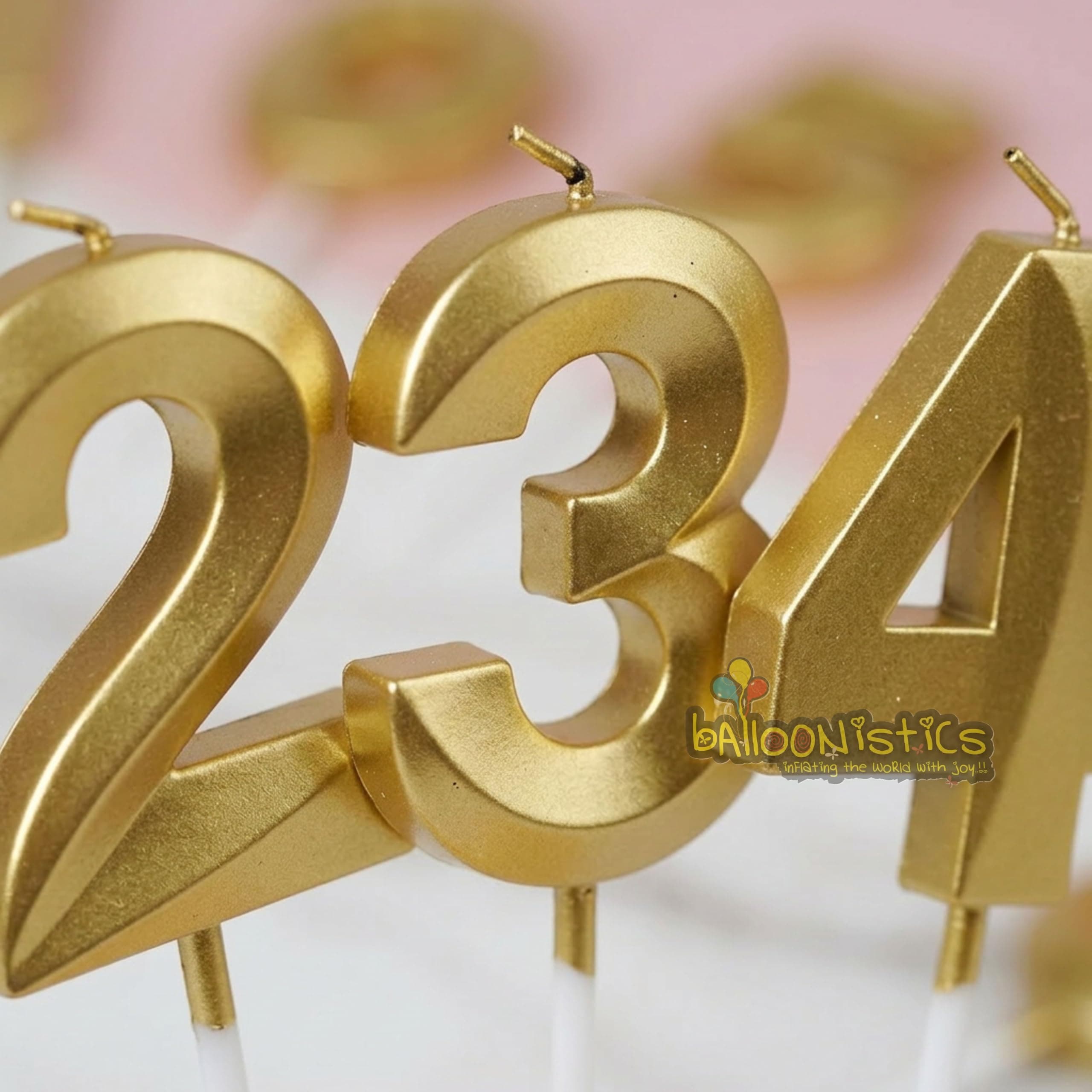 Balloonistics Gold Number 4 Birthday Candle - 3D Metallic Cake Topper for 4th Birthday, Anniversary, Milestone Age Party Decoration, Cake Table Decor thumbnail 6