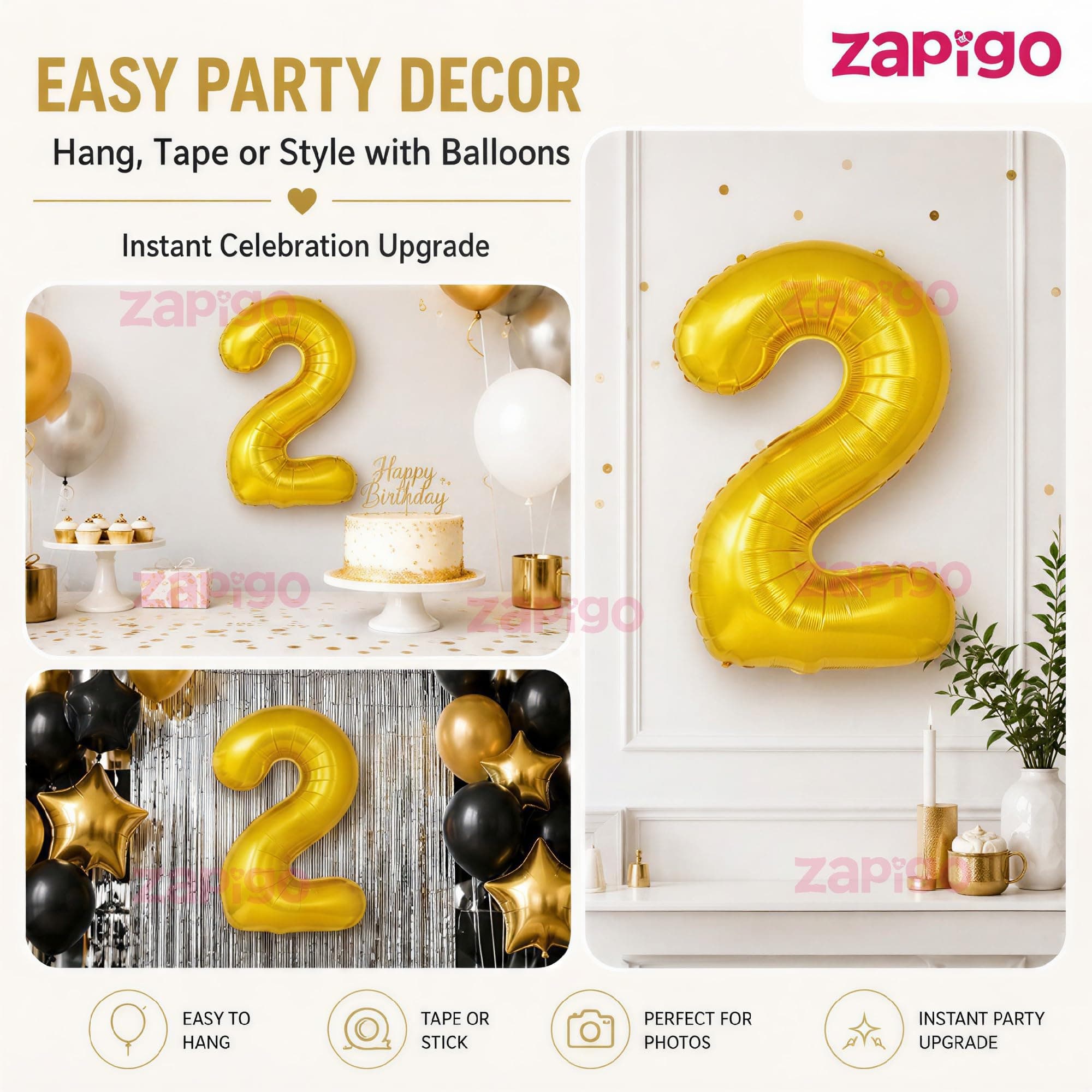 Balloonistics Gold Foil Number 2 Balloon – 16 Inch Golden Foil Number for Custom Age, Year & Phrase Party Decoration (Number 2) thumbnail 8