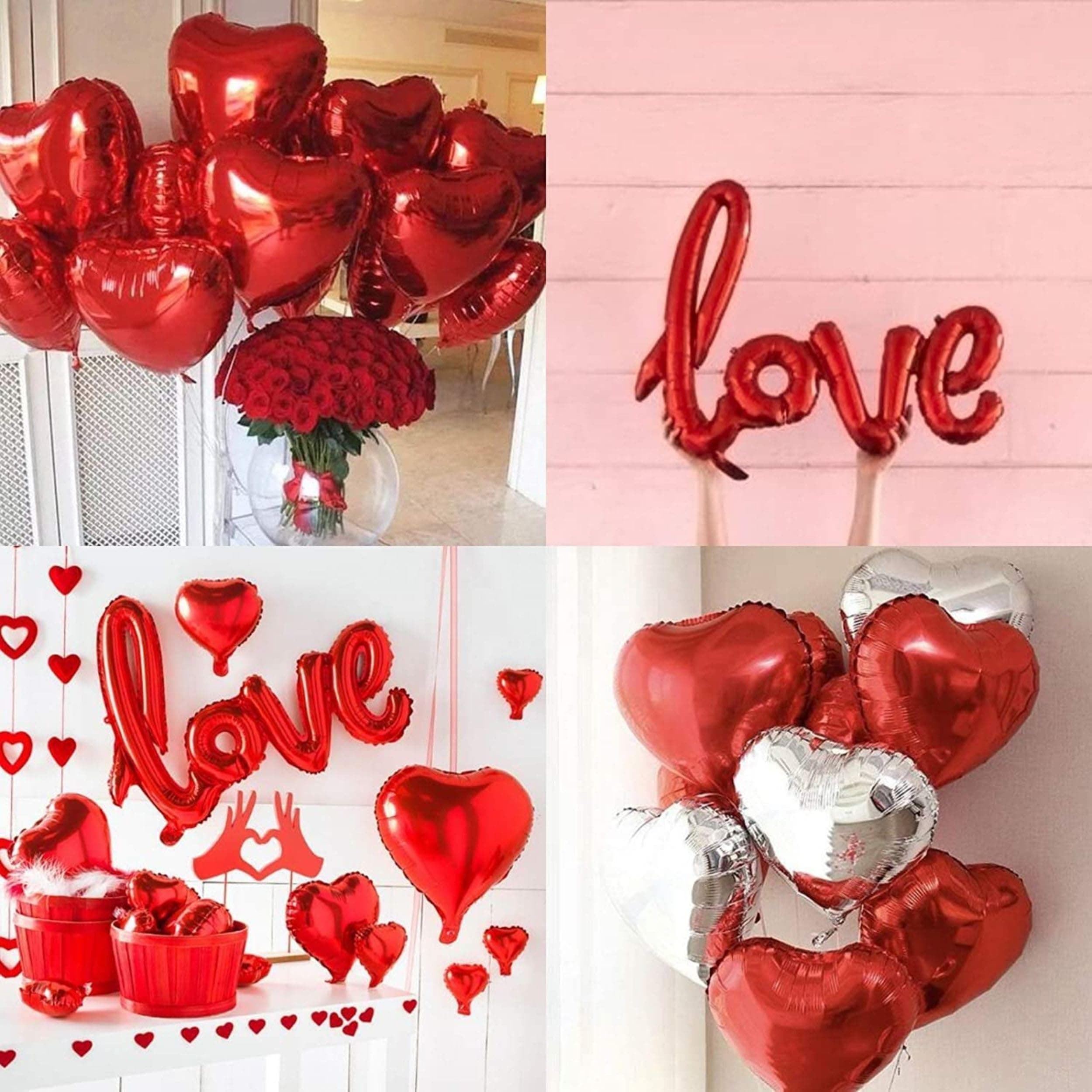 Balloonistics Romantic Love Decoration Kit - 12 Pcs Red Heart & Love Foil Balloon Set - Perfect for Valentine’s Day, Anniversaries & Proposals thumbnail 4
