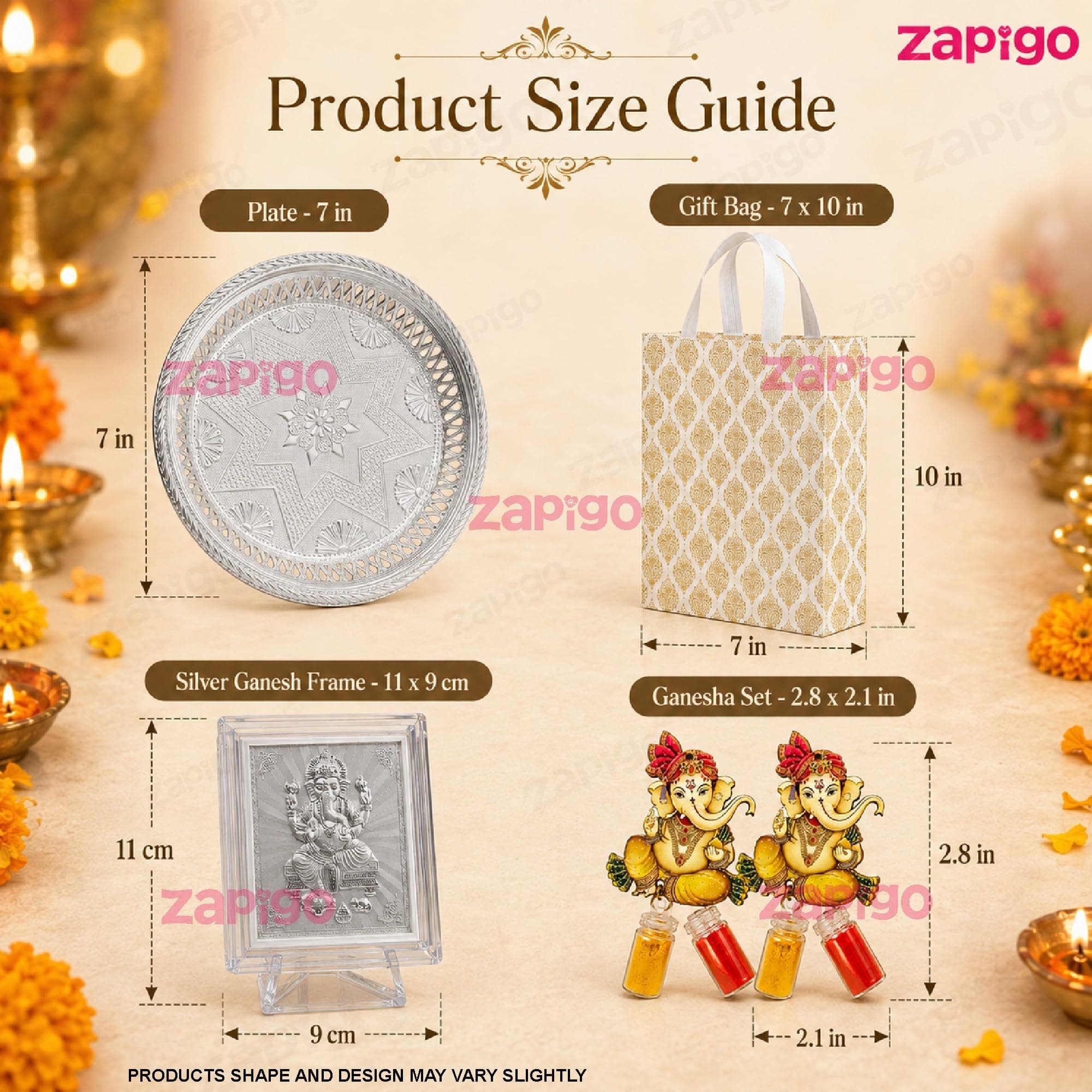 Habba Ganesha Frame Pooja Return Gift Combo with Ganesha Kumkum, Silver Plate & Festive Bag, Traditional Haldi Kumkum Tambulam Hamper for Ganesh Chaturthi, Weddings & Festivals, Pack of 5 thumbnail 8