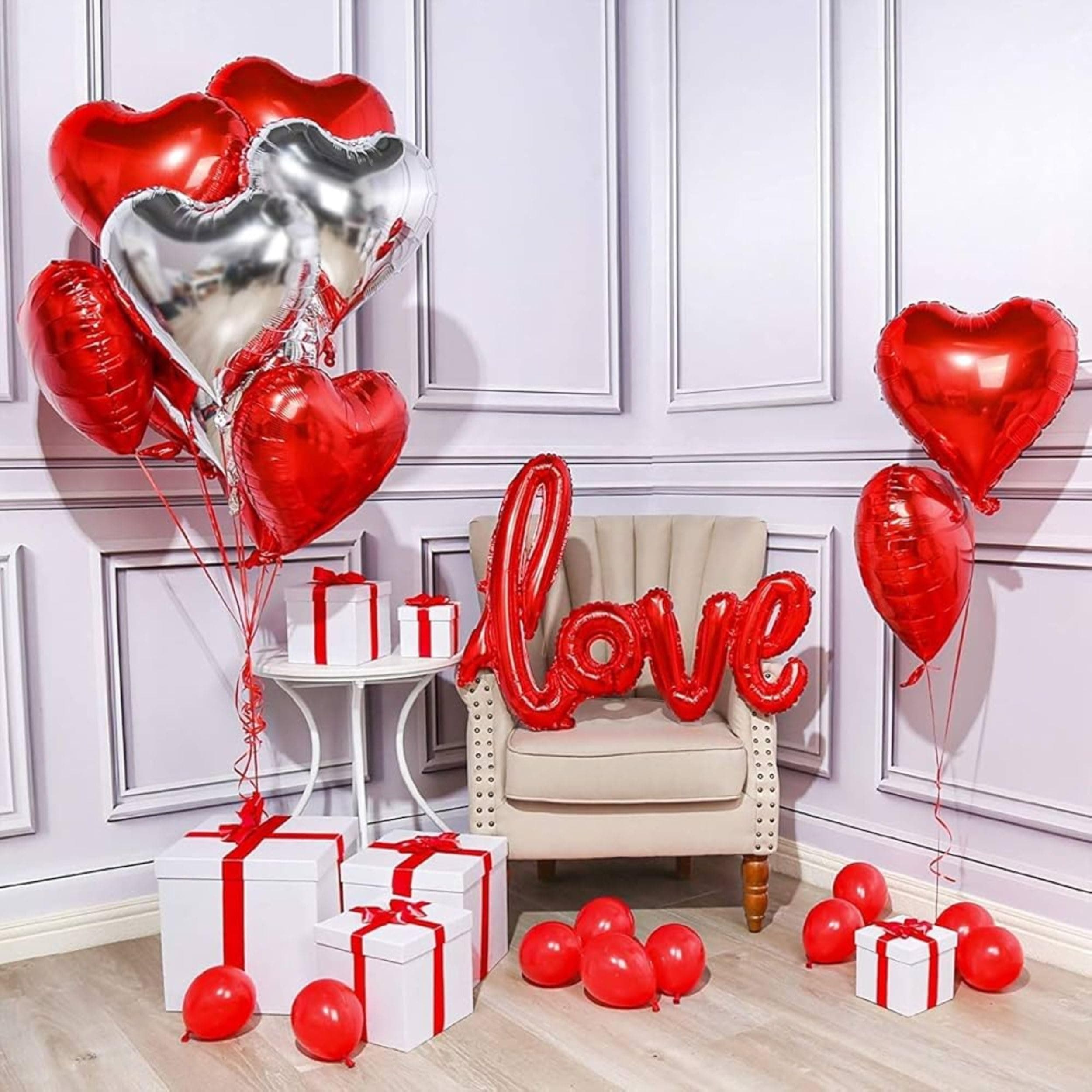 Balloonistics Romantic Love Decoration Kit - 12 Pcs Red Heart & Love Foil Balloon Set - Perfect for Valentine’s Day, Anniversaries & Proposals thumbnail 7