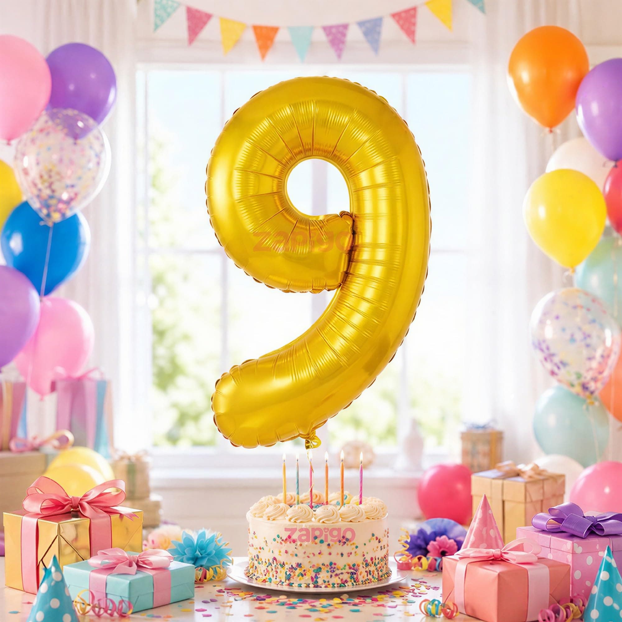 Balloonistics Gold Foil Number 9 Balloon – 16 Inch Golden Foil Number for Custom Age, Year & Phrase Party Decoration (Number 9) thumbnail 1