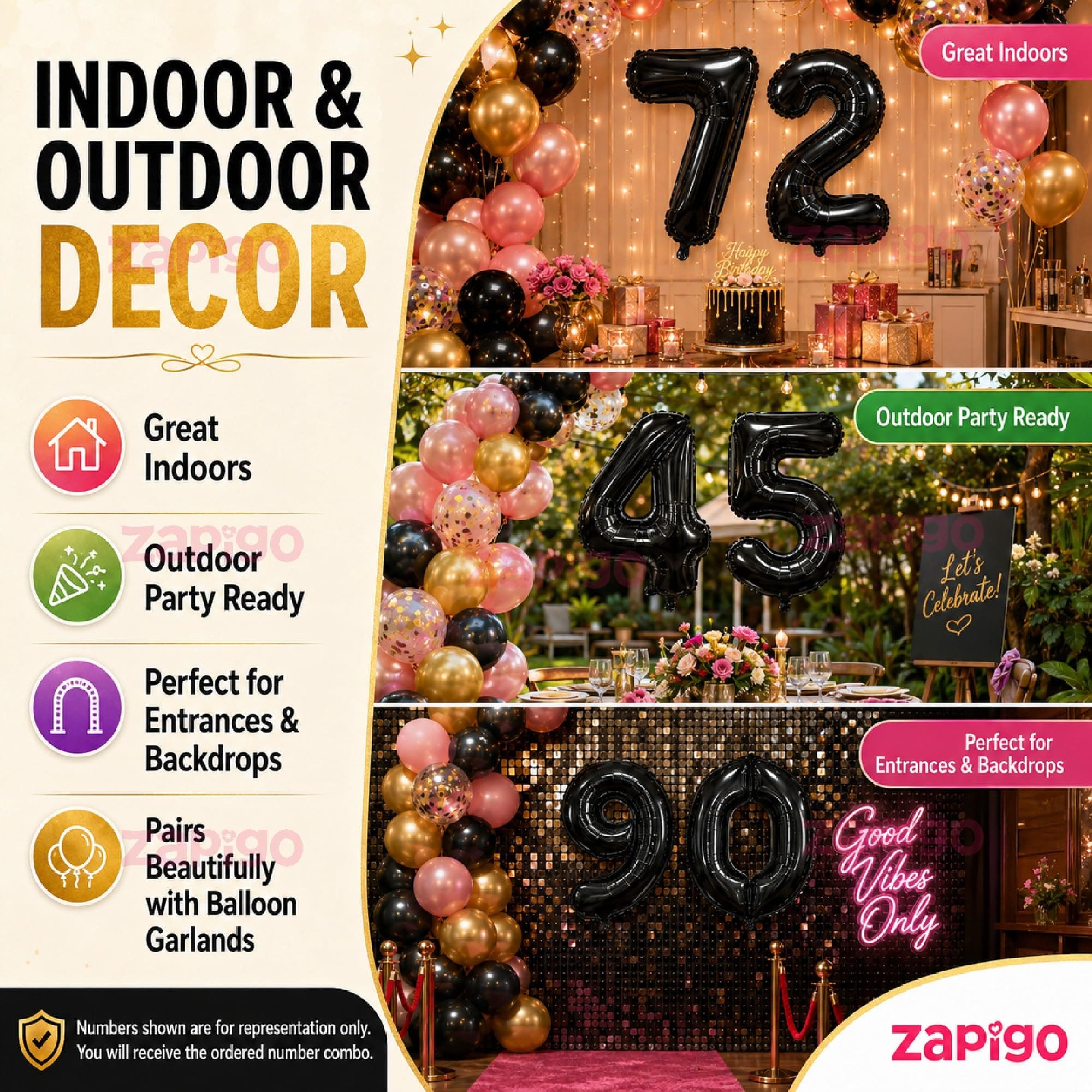 Balloonistics Black 40-Inch Foil Number 19 Balloon - Fill with Helium or Air for 19th Birthday, Anniversary Party Decoration, Photo Booth Backdrop, Cake Table Decor thumbnail 7