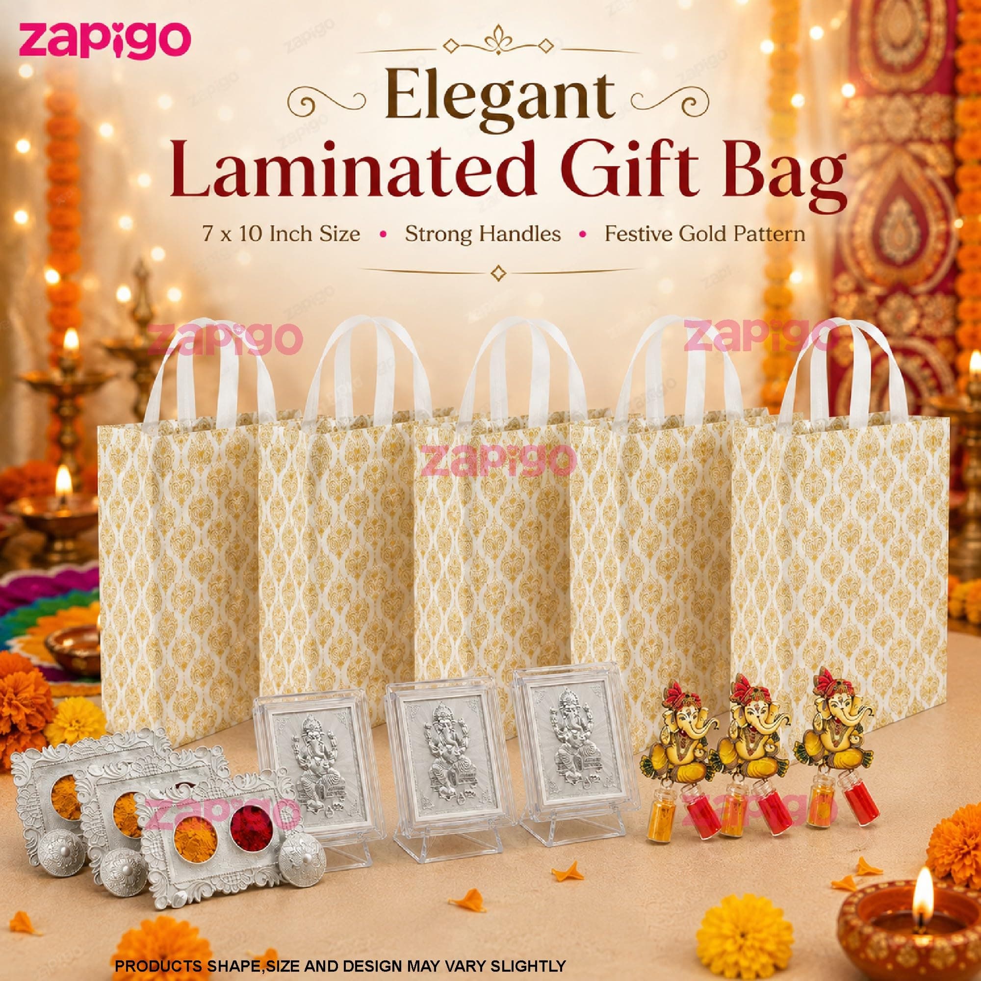 Habba Ganesha Frame Pooja Return Gift Combo for Women, Ganesha Kumkum, Kumkum Set, Carry Bag, Traditional Haldi Kumkum Tambulam Hamper for Ganesh Chaturthi, Weddings, Festivals, Pack of 5 thumbnail 5