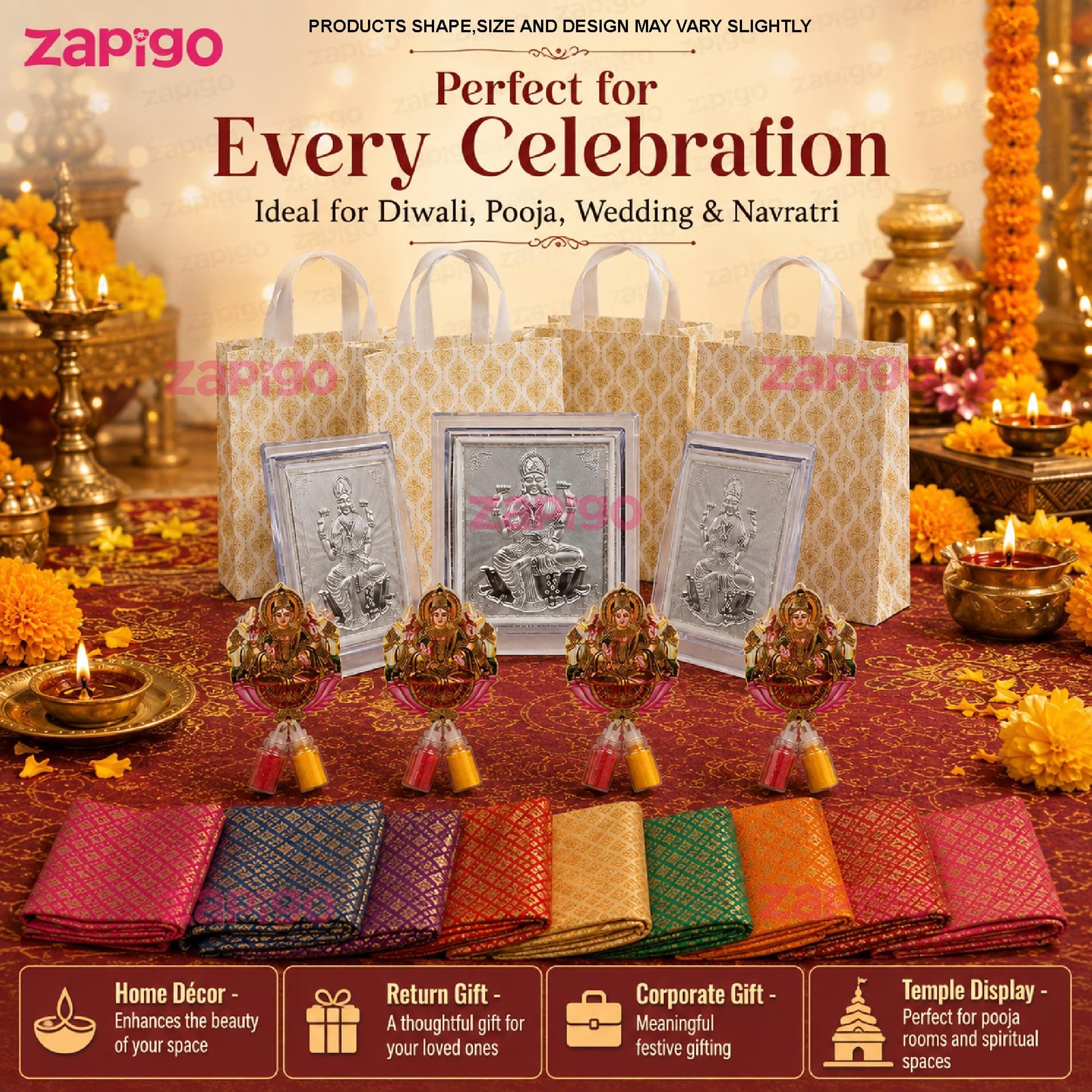 Habba Lakshmi Frame Pooja Return Gift Combo for Women, Lakshmi Kumkum, Carry Bag, Blouse Piece, Traditional Tamboolam Hamper for Varalakshmi Vratham, Weddings, Festivals, Pack of 5 thumbnail 8