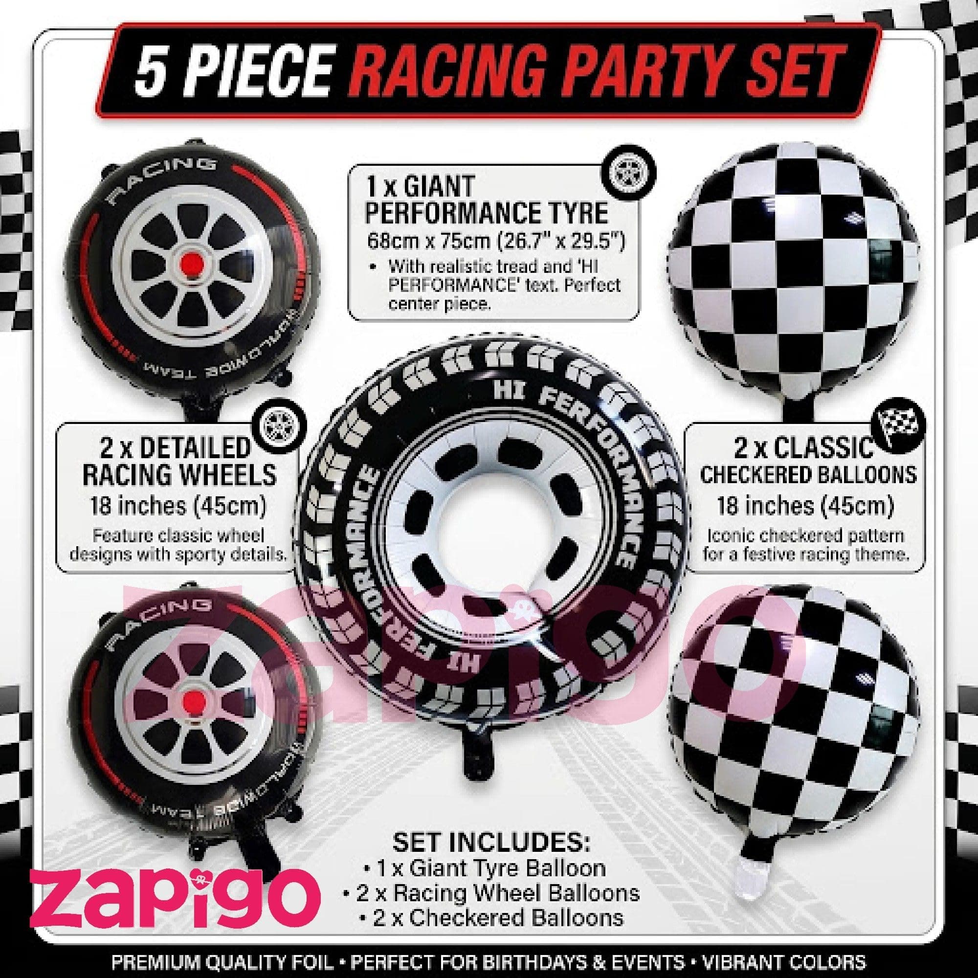 Balloonistics Racing Theme Happy Birthday Balloon Bouquet Pack Of 5 thumbnail 2