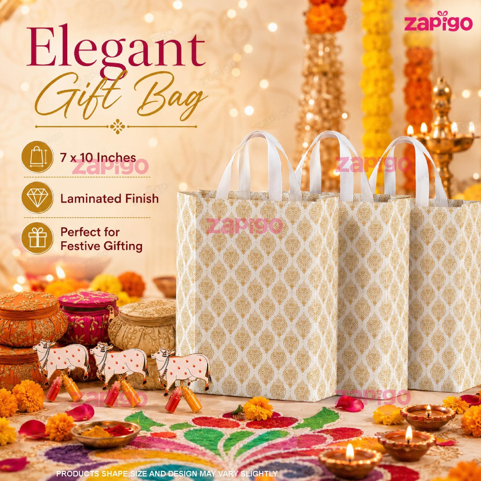 Habba Bangle Box, Cow Kumkum Set and Carry Bag, Traditional Haldi Kumkum Tambulam Hamper for Weddings, Festivals, Baby Showers, Housewarming, Varalakshmi Vratham, Navratri, Deepavali, Pack of 5 thumbnail 3