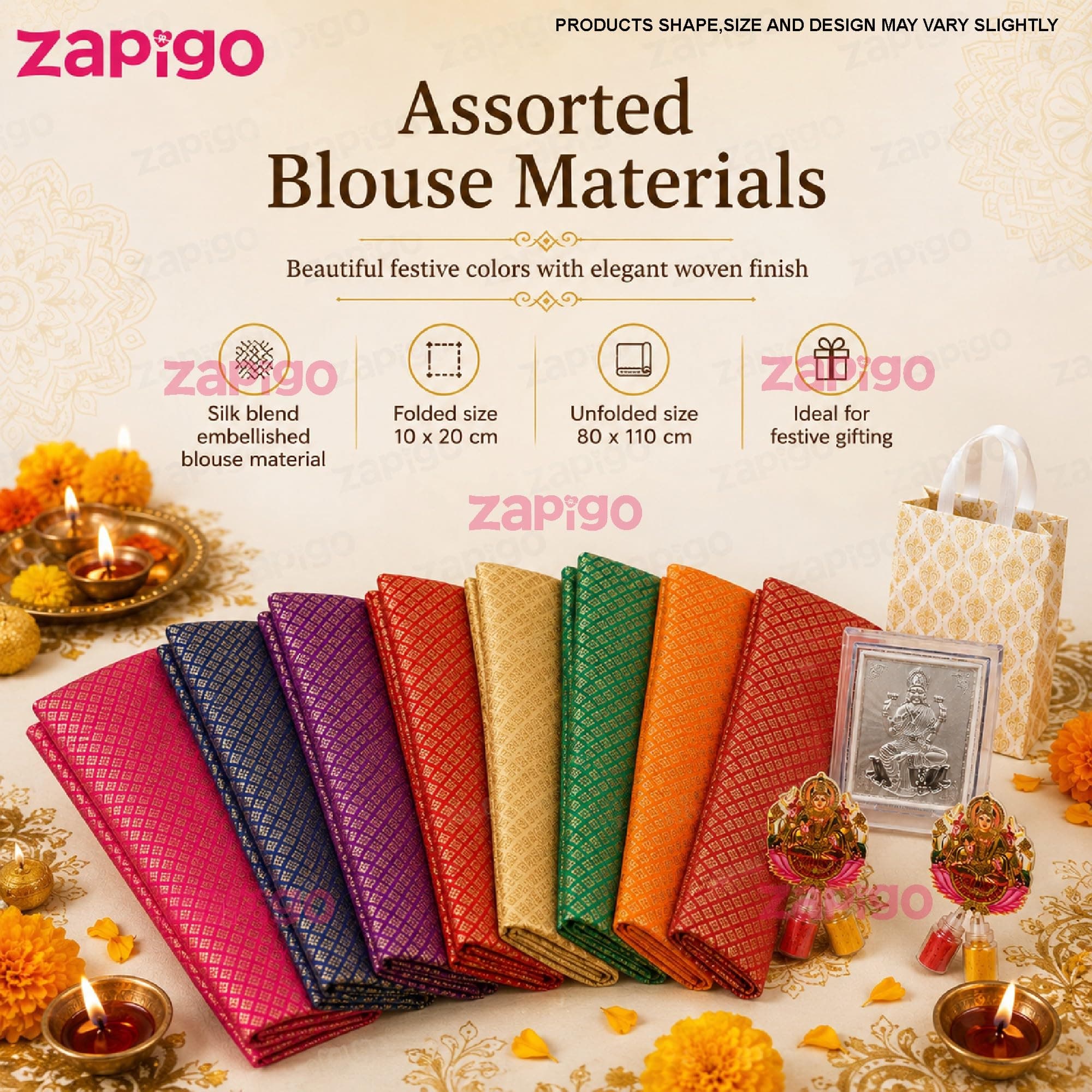 Habba Lakshmi Frame Pooja Return Gift Combo for Women, Lakshmi Kumkum, Carry Bag, Blouse Piece, Traditional Tamboolam Hamper for Varalakshmi Vratham, Weddings, Festivals, Pack of 5 thumbnail 6