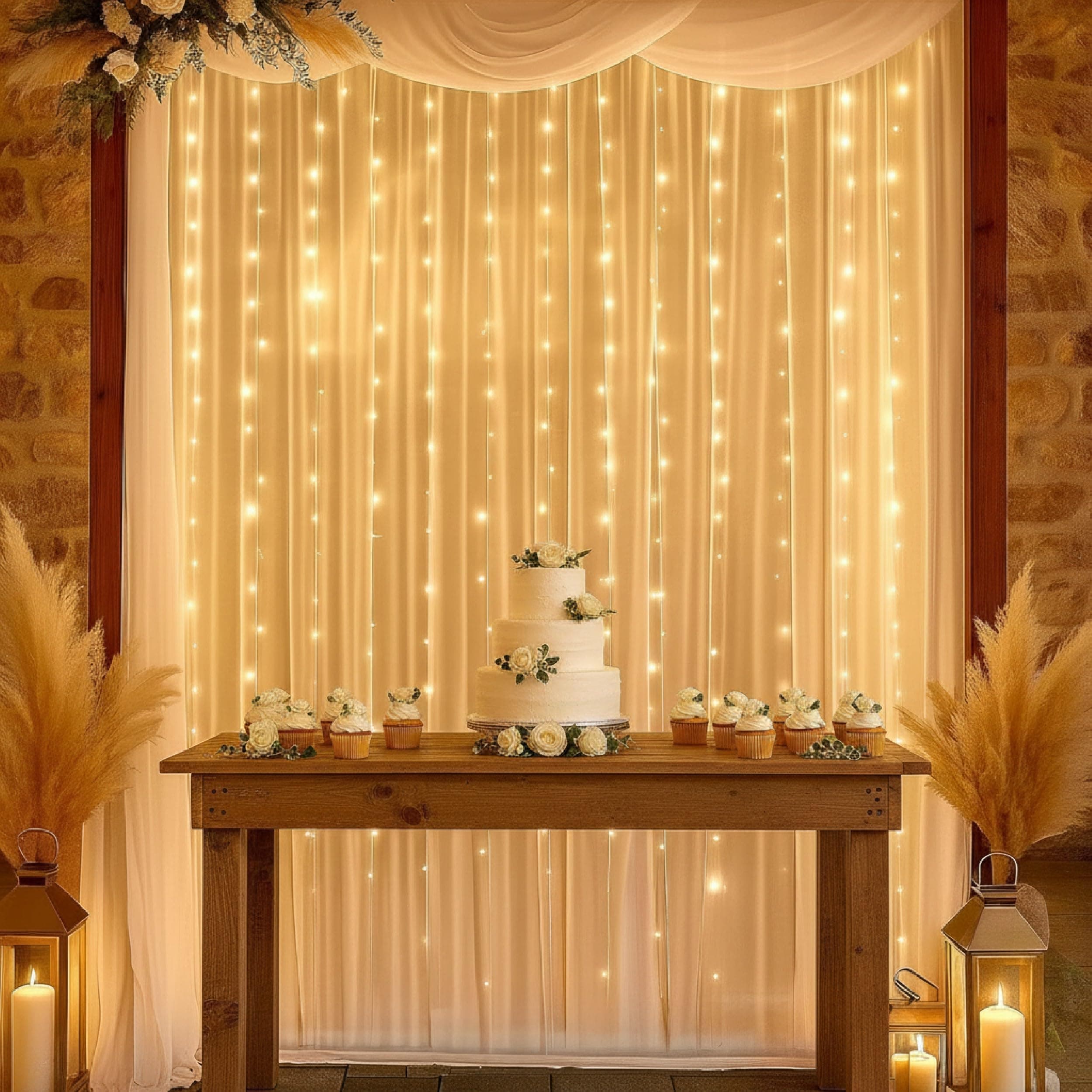 Balloonistics White Net Backdrop Decoration Kit – 4 Pcs Set with 2 Large Net Curtains & Ribbon – Premium Backdrop for Birthdays, Anniversaries & Weddings thumbnail 2