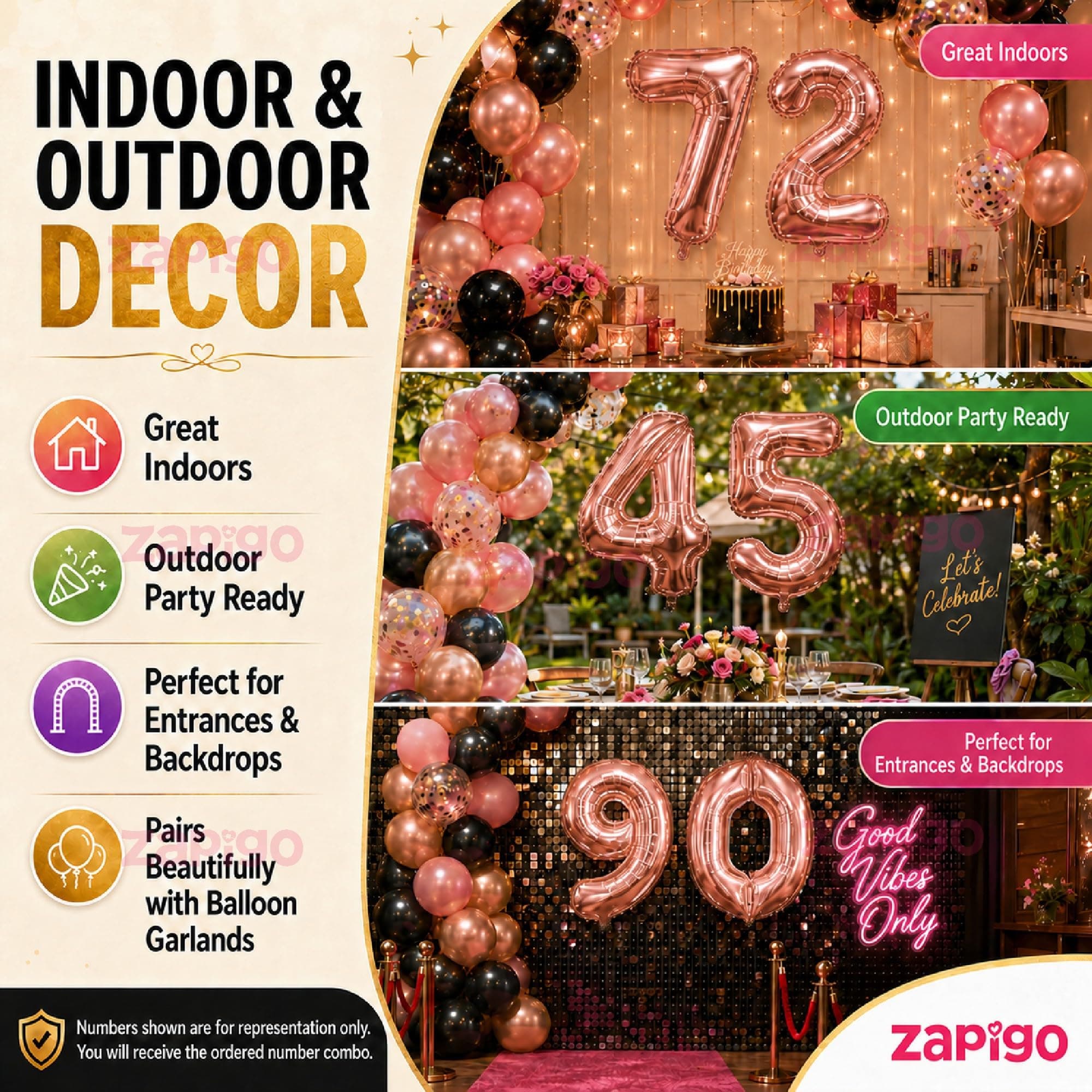 Balloonistics Rose Gold 40-Inch Foil Number 4 Balloon - Helium or Air Fill for 4th Birthday, Anniversary, New Year Party Decoration, Photo Booth Backdrop, Cake Table Decor thumbnail 8