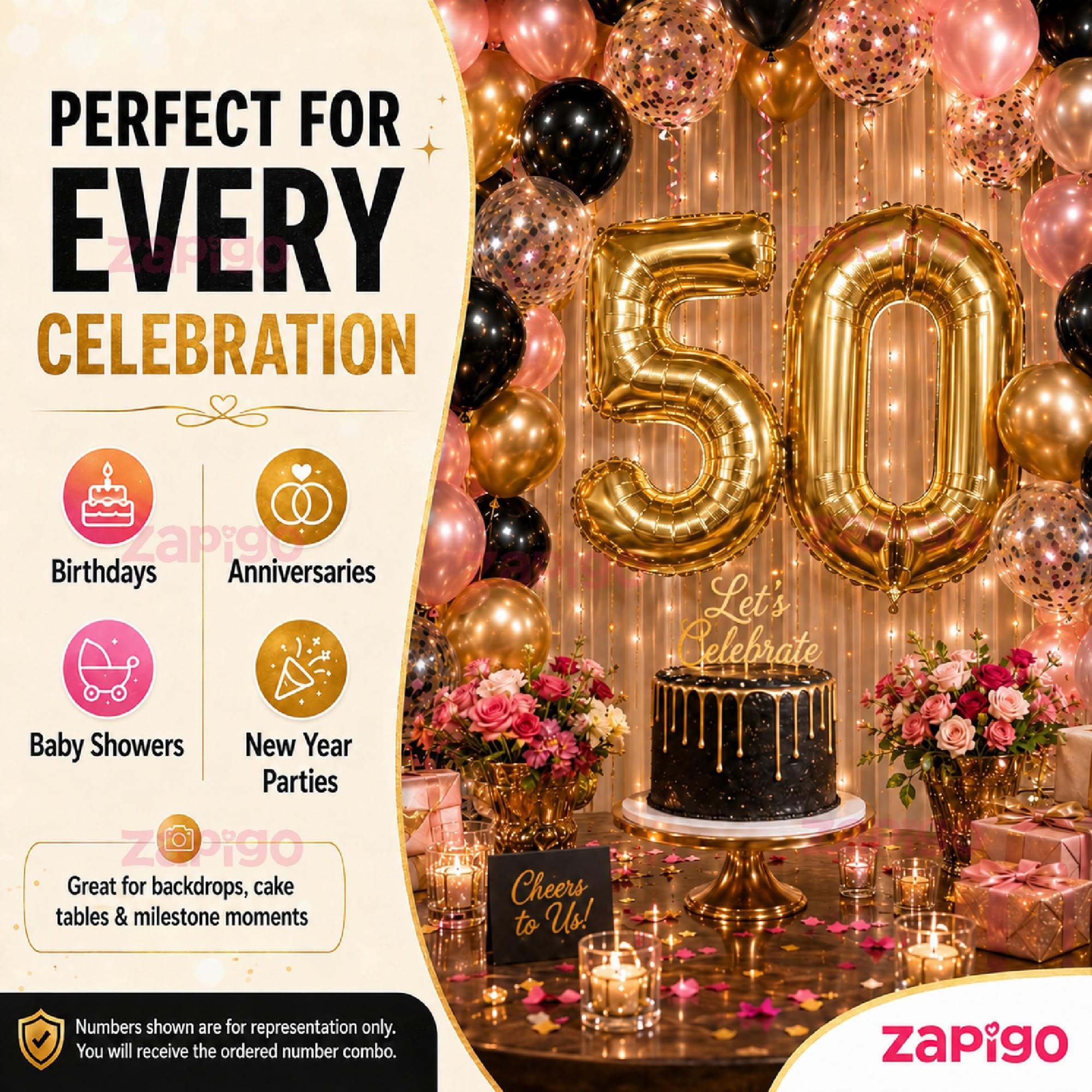 Balloonistics Gold 40-Inch Foil Number 60 Balloon - Helium or Air Fill for 60th Birthday, Anniversary Party Decoration, Photo Booth Backdrop, Cake Table Decor thumbnail 3