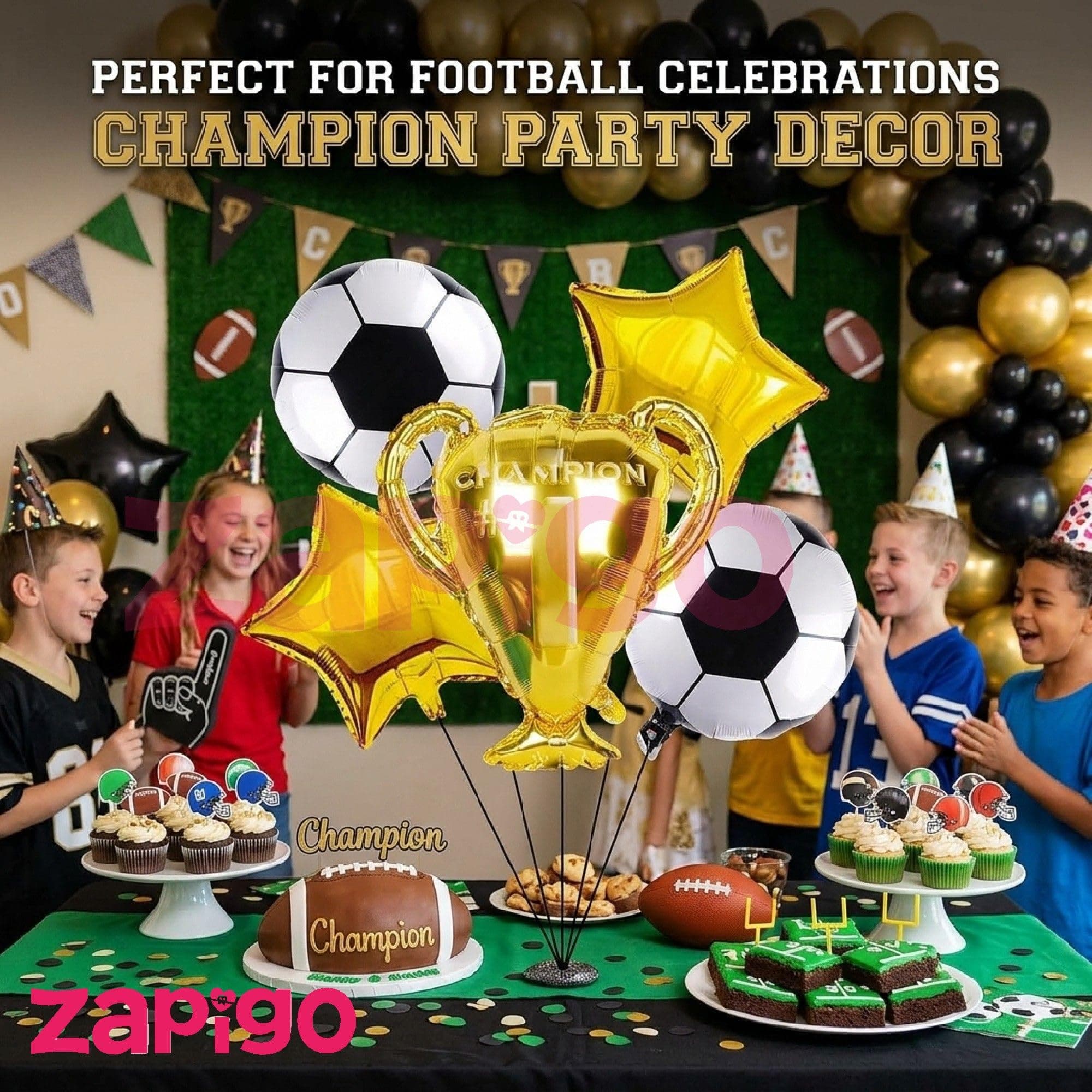 Balloonistics Football Worl Cup Theme Birthday Balloon Bouquet | Football Birthday Party Decoration | Soccer Sports Birthday Balloon Set | Pack of 5 thumbnail 2