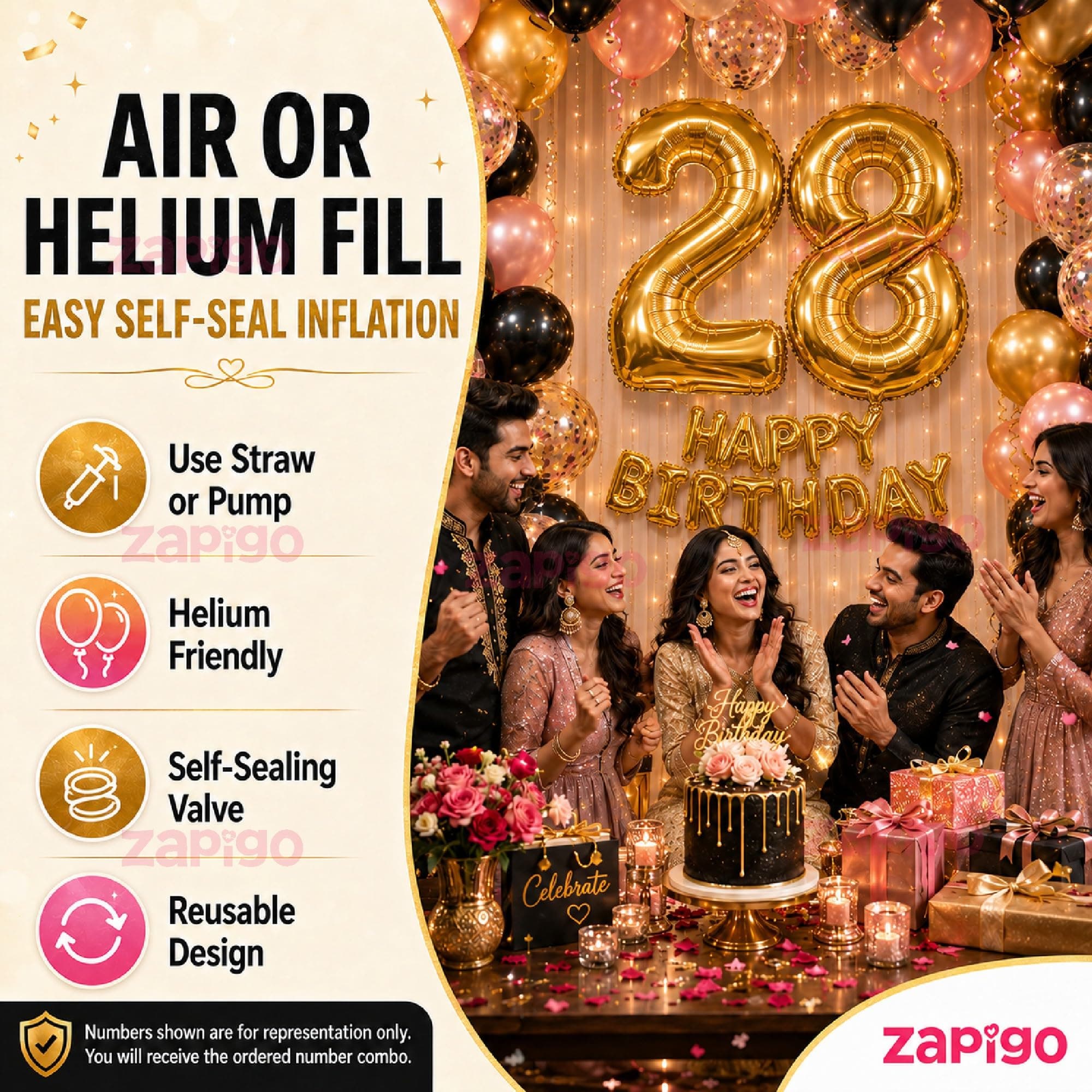 Balloonistics Gold 40-Inch Foil Number 50 Balloon - Helium or Air Fill for 50th Birthday, Golden Jubilee, Anniversary Party Decoration, Photo Booth Backdrop thumbnail 5