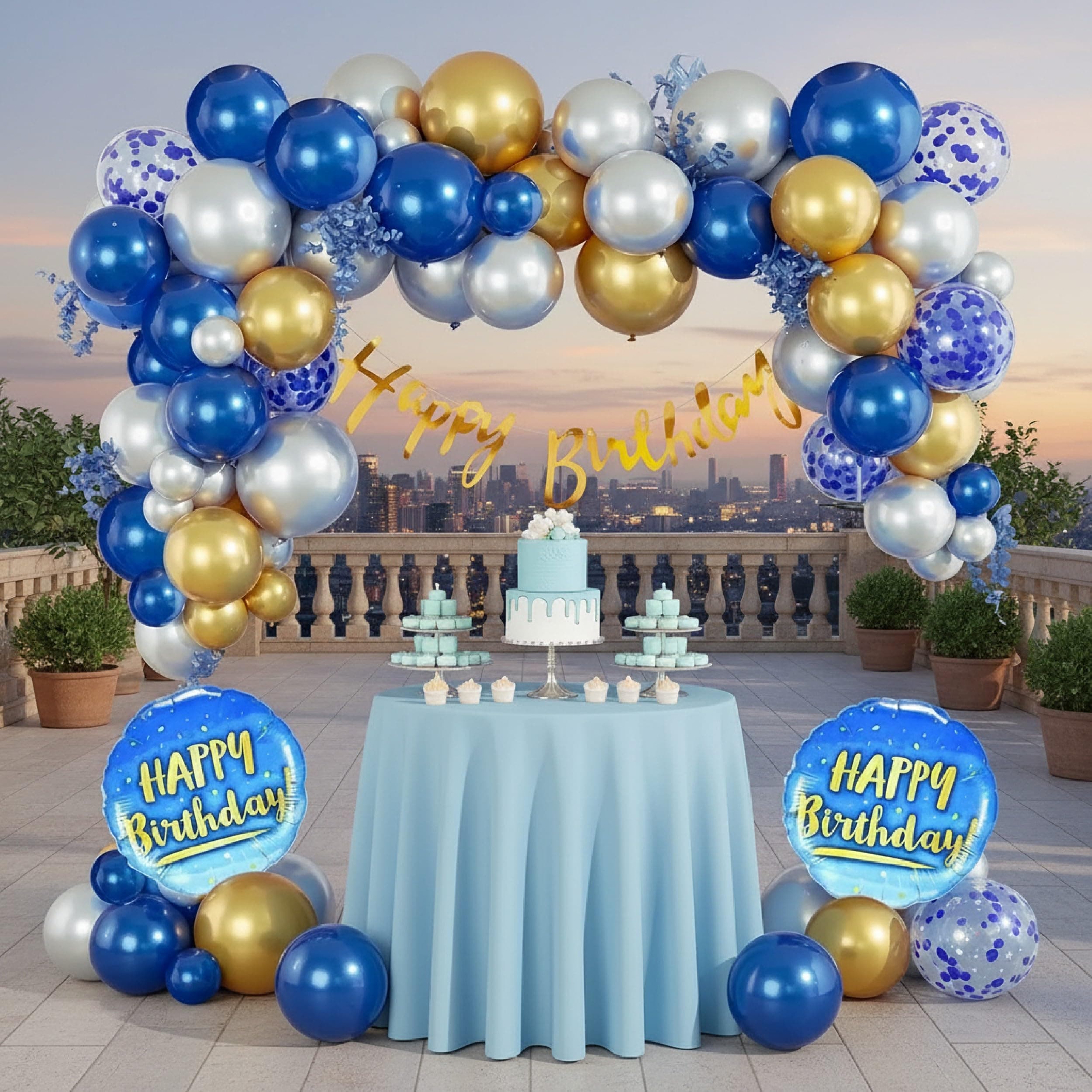 Balloonistics 44 Pcs Blue & Gold Birthday Decoration Kit for Boys – Fringe Curtain, Foil Balloons & Balloon Arch Strip – Premium Kids' Birthday Party Bundle thumbnail 6