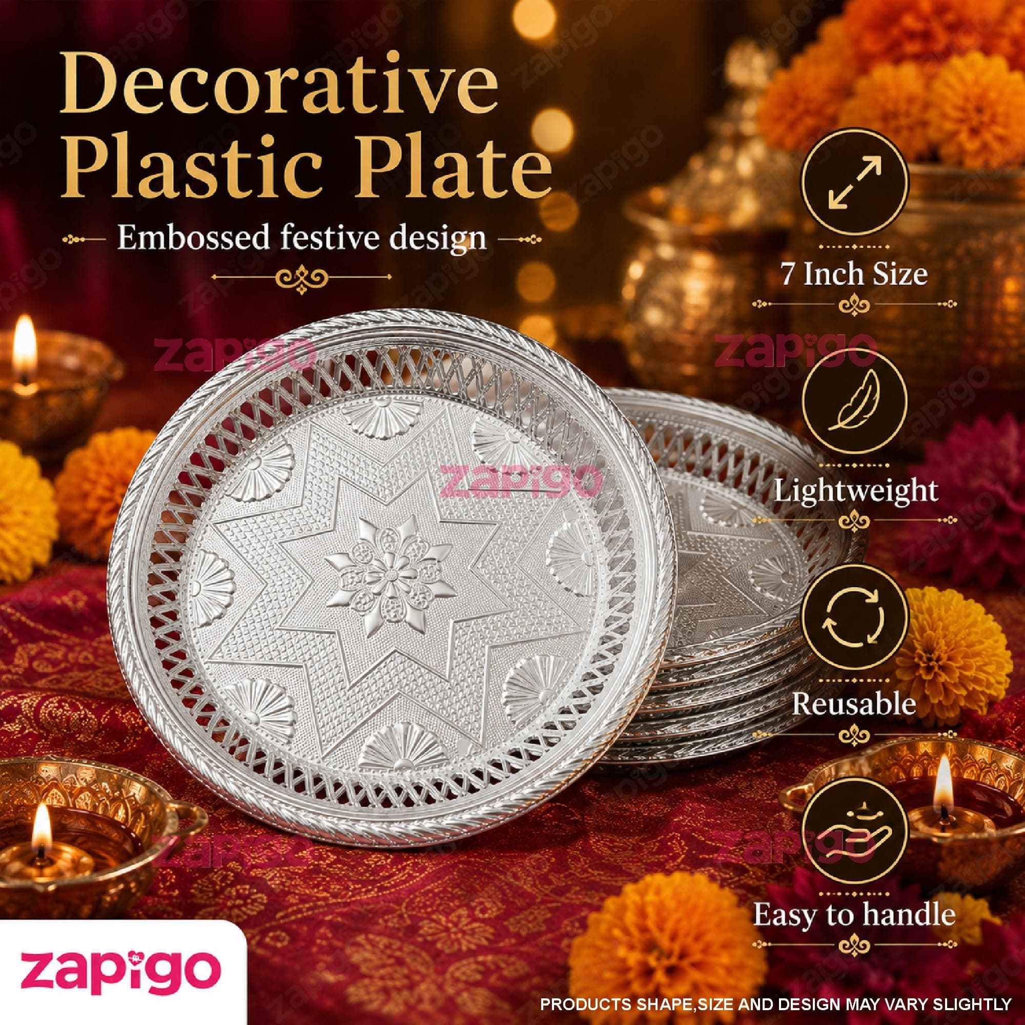 Habba Lakshmi Frame Pooja Return Gift Combo for Women, Lakshmi Kumkum, Silver Plate, Festive Bag, Traditional Haldi Kumkum Tambulam Hamper for Varalakshmi Vratham, Diwali, Weddings, Pack of 5 thumbnail 7