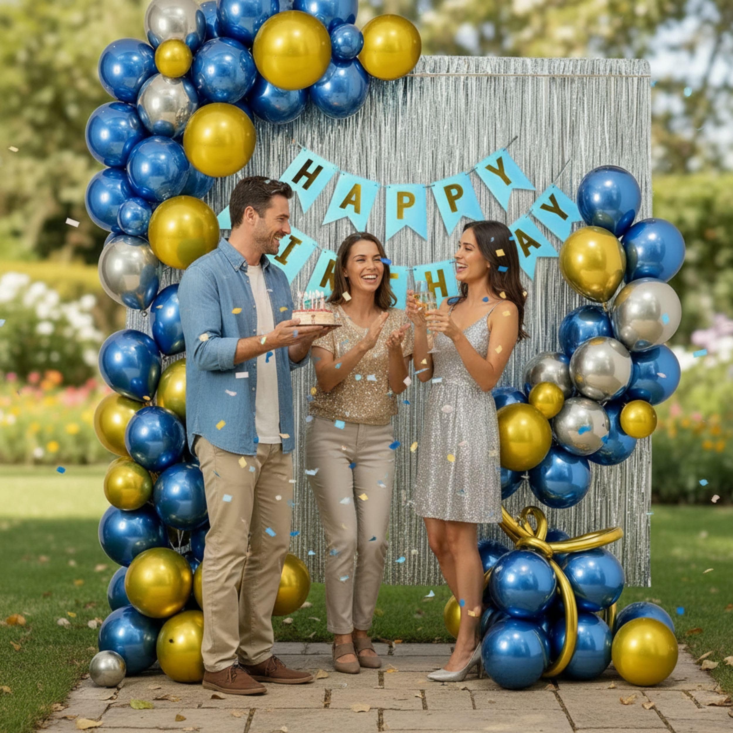 Balloonistics 53 Pcs Vibrant Multicolour Birthday Decoration Kit for Boys & Girls – Happy Birthday Banner, Silver Foil Curtain, Balloons & Arch Strip thumbnail 8