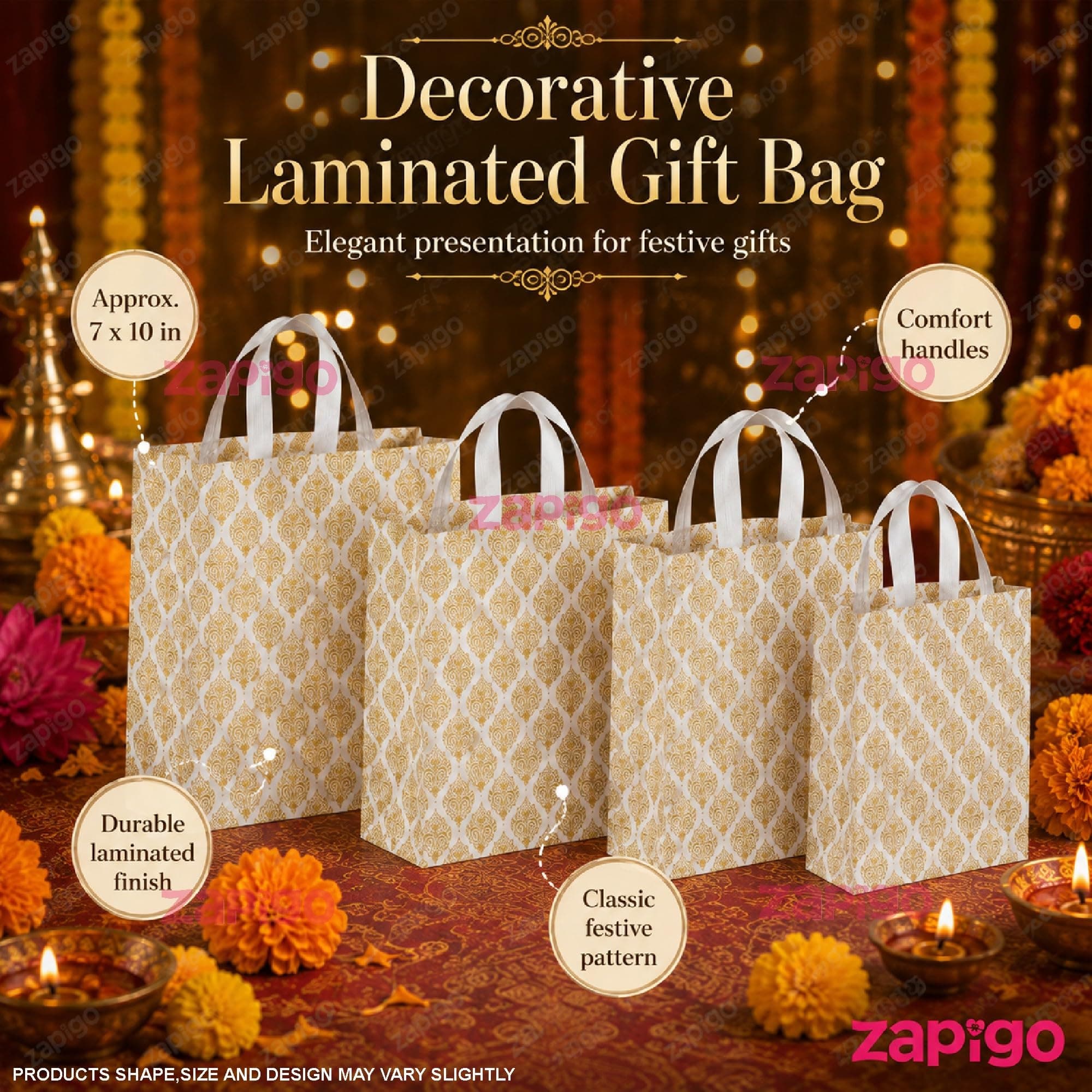 Habba Lakshmi Frame Pooja Return Gift Combo for Women, Lakshmi Kumkum, Silver Plate, Festive Bag, Traditional Haldi Kumkum Tambulam Hamper for Varalakshmi Vratham, Diwali, Weddings, Pack of 5 thumbnail 6