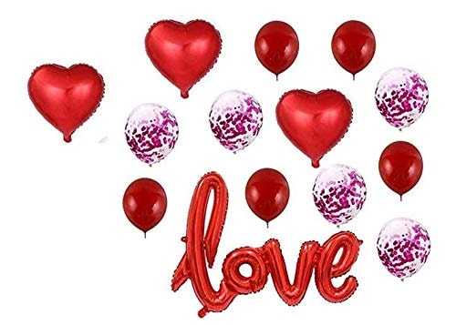 Balloonistics My Party Store Dot Com Pink Lips Foil Balloon Set with Heart + Star + Confetti Balloons Pack of 7 for Birthdays, Anniversaries, Valentines Day, Bachelorette and Hen Party Decorations