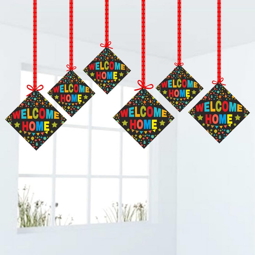 Balloonistics Welcome Home Decorations Double-Sided Cardstock Hanging Ornaments with Ribbons Perfect for Housewarming, New Home (Hangings - Pack of 12)