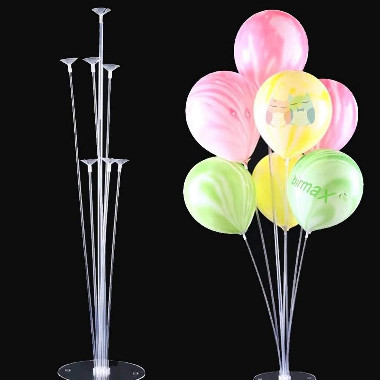 Balloonistics Table Balloon Stand Kit – Clear Desktop Holder with 7 Sticks, 7 Cups & Base for Birthday & Party Table Decoration
