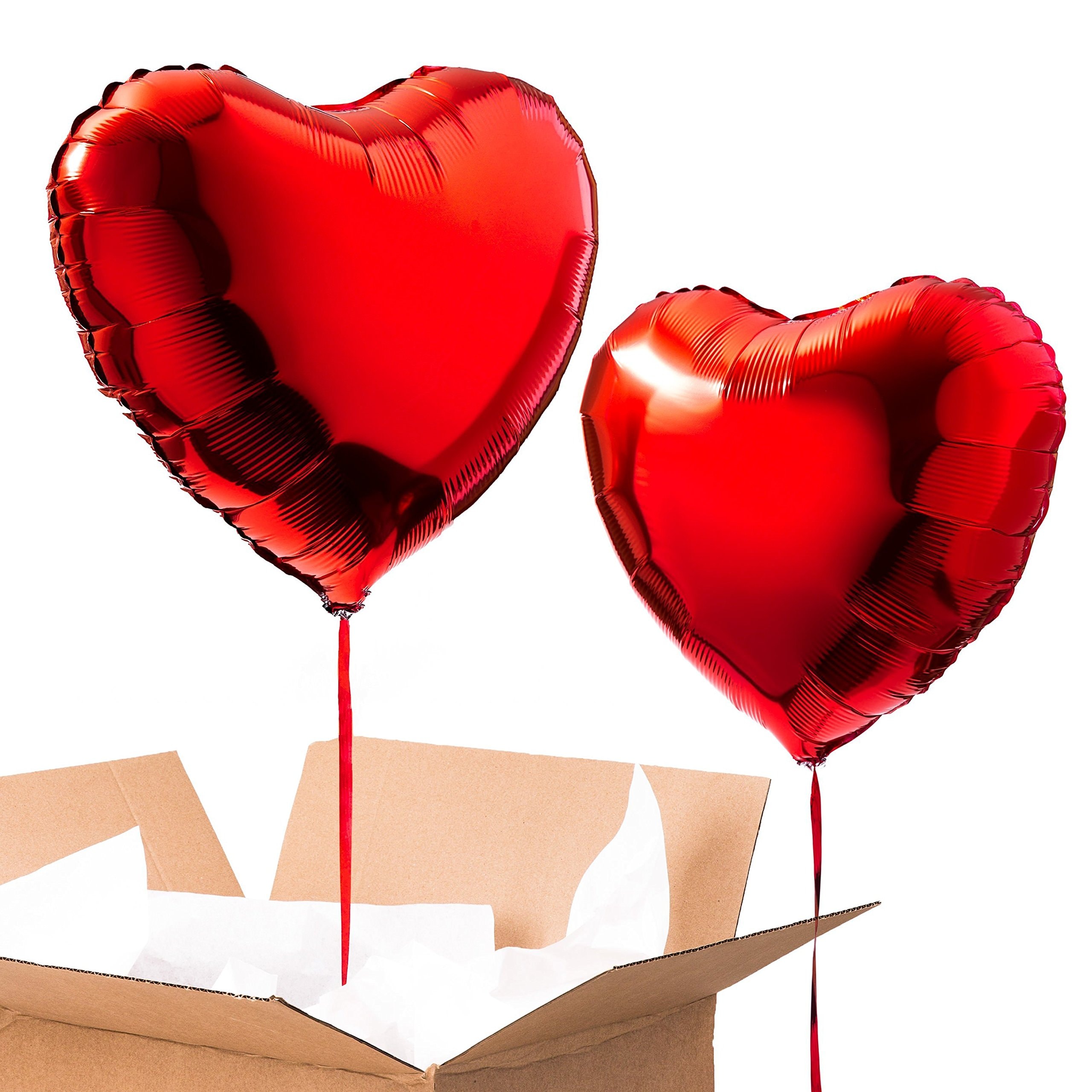 Balloonistics 18-Inch Red Heart Shape Foil Balloons – Metallic Heart Balloons for Valentine’s Day, Anniversary, Wedding & Romantic Party Decoration (Red, Pack of 2)