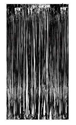 Balloonistics Black Metallic Fringe Foil Curtain – 3 × 6 Feet Shimmer Tinsel Backdrop for Birthday, Halloween, Bachelorette & Milestone Party Decoration (Black)