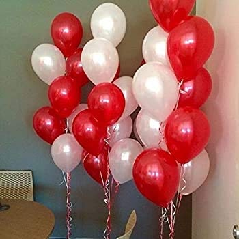 Balloonistics 50-Pack Metallic HD Red & White Latex Balloons – Shiny Combo Balloons for Birthday, Valentine’s Day, Christmas & Bold Party Decoration