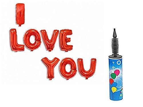 Balloonistics My Party Store Dot Com Love is in The Air Collection (I Love U Red Foil Balloon with Pump)
