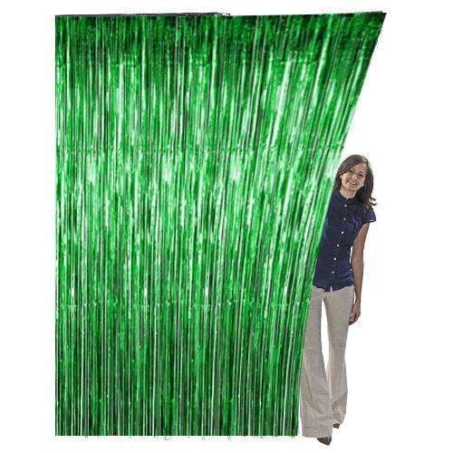 Balloonistics Green Metallic Fringe Foil Curtain – 3 × 6 Feet Shimmer Tinsel Backdrop for Christmas, Jungle Theme, Birthday & Festive Party Decoration (Green)