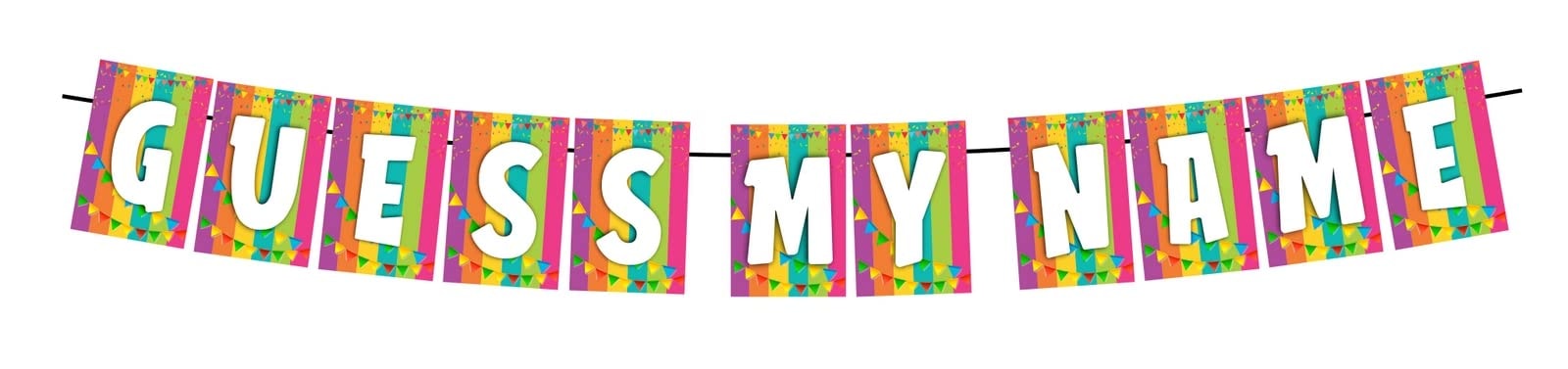 Balloonistics Guess My Name Banner - Secret Name Cardstock Bunting - Baby Shower Decorations, Interactive Party Supplies, Mystery Name Backdrop