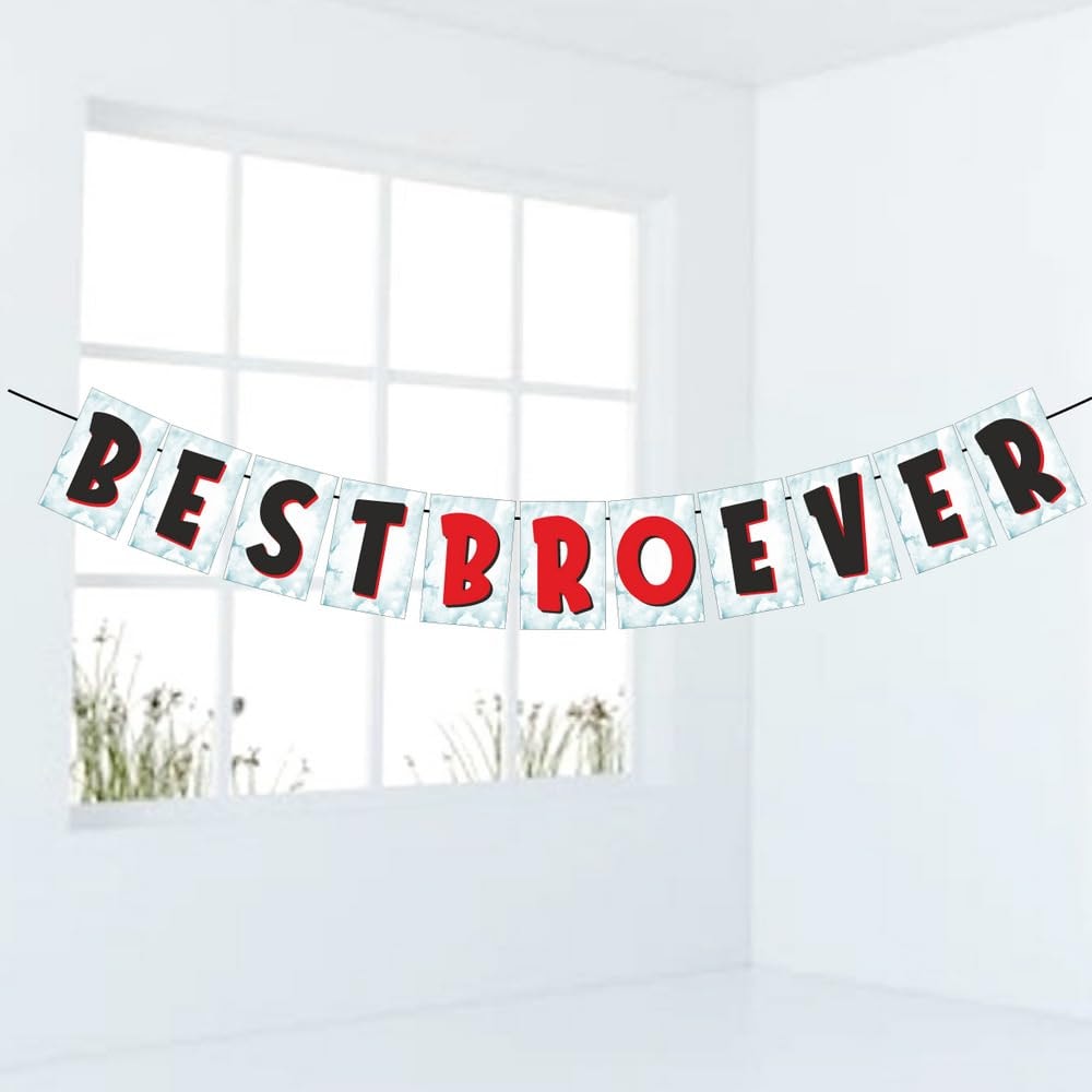 Balloonistics "Best Bro" Theme Banner - Premium Multicolor Cardstock Bunting for Sibling Celebrations - World’s Best Brother Party Backdrop, Room Decor & Appreciation Sign (Best Bro Banner)