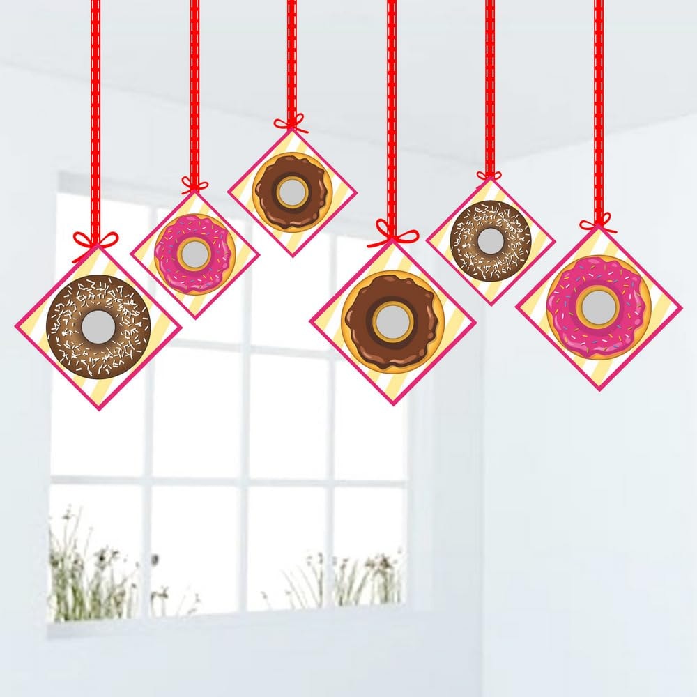 Balloonistics Donut Theme Hanging Decorations - Pack of 6 Double-Sided Cardstock Cutouts with Colorful Ceiling Swirls - Sweet One, Donut Grow Up Party Supplies for Kids’ Birthday (Hangings - Pack of 12)