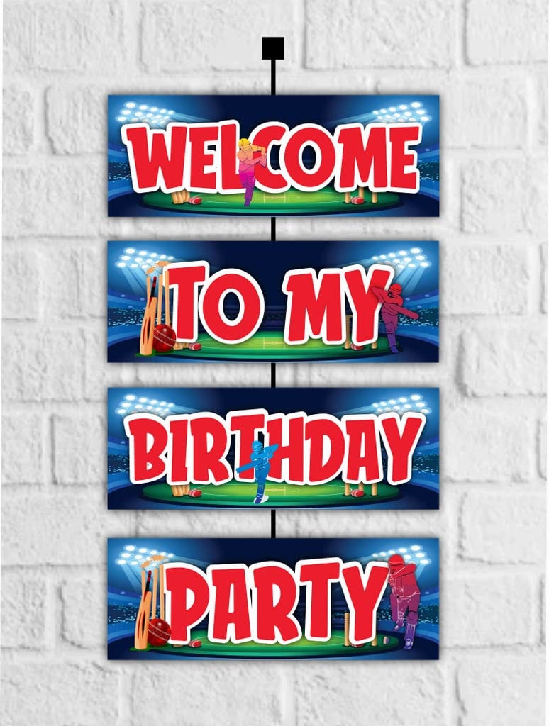 Balloonistics Cricket Theme Welcome Board 2.3 Feet Premium Cardstock Party Sign for Indoor and Outdoor Decor Sporty Cricket Theme Party Supplies (Welcome Outdoor Board)