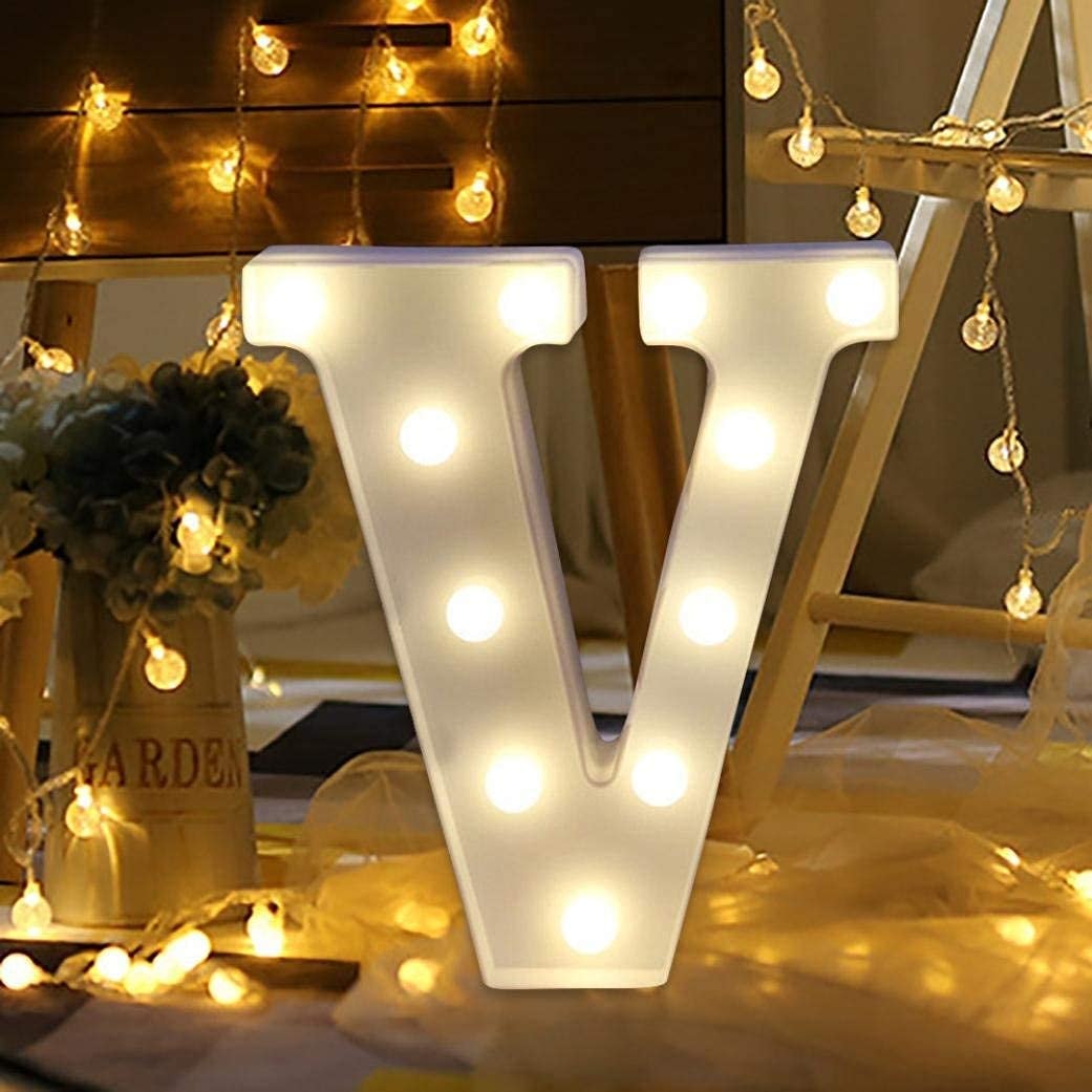 Balloonistics LED Marquee Letter 'V' Light | 9-Inch Warm White Glow | Cordless Battery-Operated Standing Alphabet Sign for Birthdays, Valentine's Day, Weddings & Personalised Home Décor