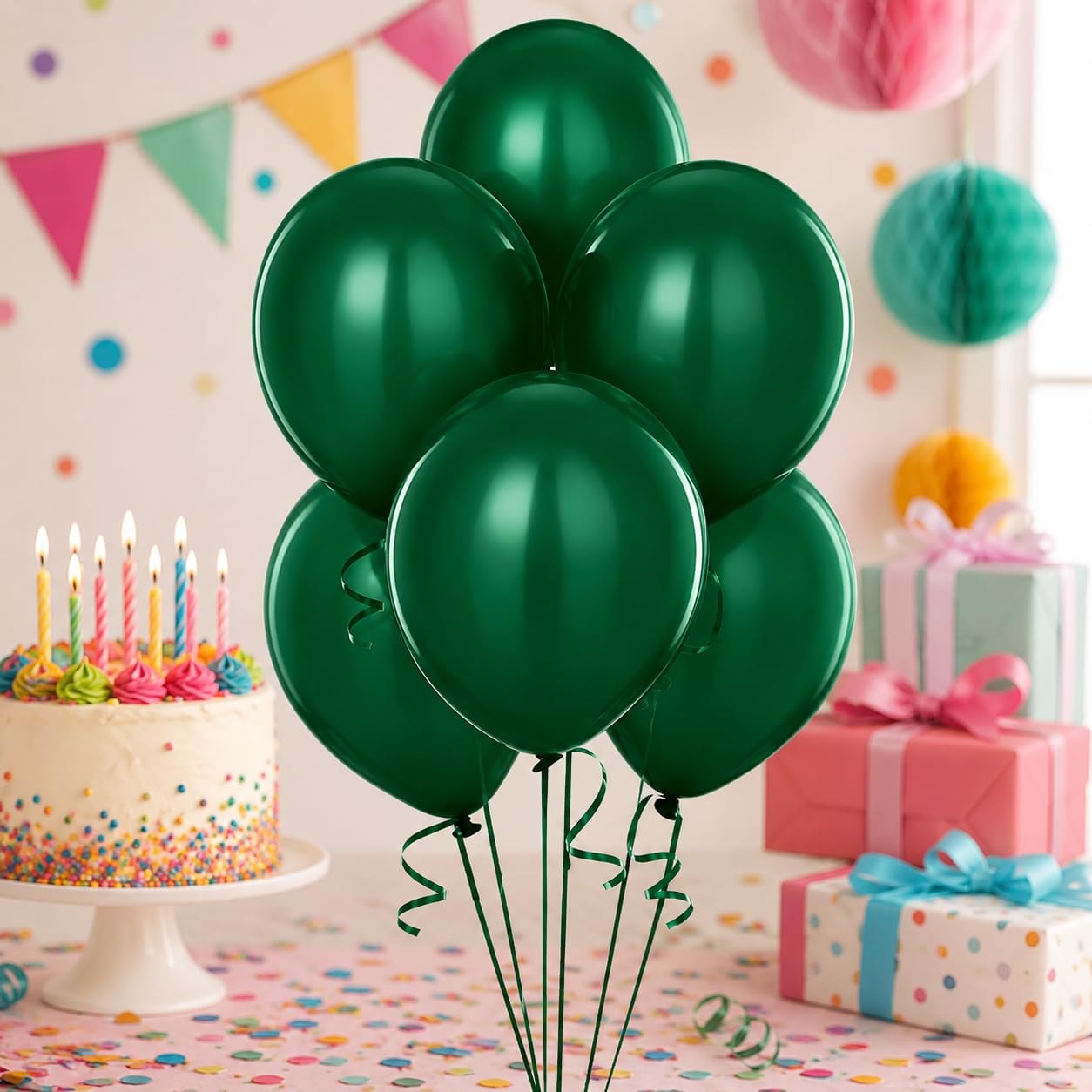 Balloonistics 25-Pack Dark Green Latex Balloons – Solid Colour Balloons for Jungle Theme, Christmas, Garden Party & Birthday Decoration