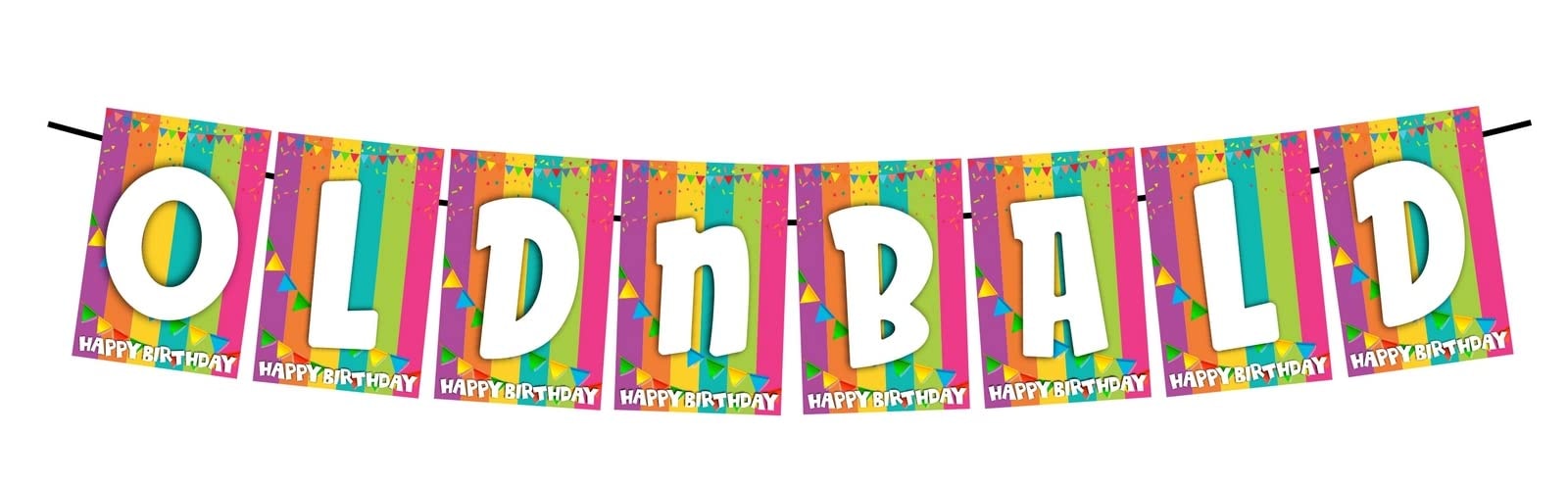 Balloonistics Old and Bald Happy Birthday Banner - Funny "Age & Hairline" Cardstock Bunting for Him - Over the Hill, Retirement & Milestone Birthday Humor Decorations, Comedy Backdrop