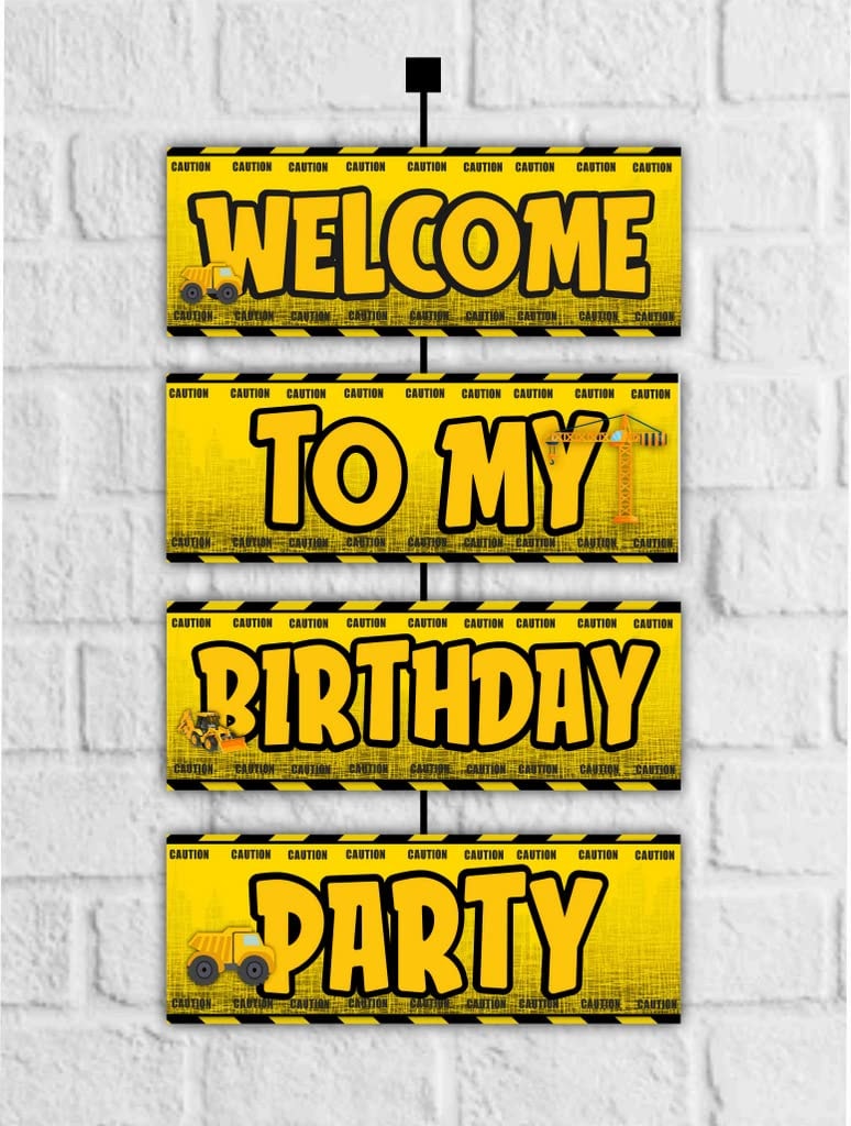 Balloonistics Construction Theme Welcome Sign 2.3 Ft Large Construction Party Welcome Board for Indoor & Outdoor Cardstock Under Construction Backdrop (Welcome Outdoor Board)