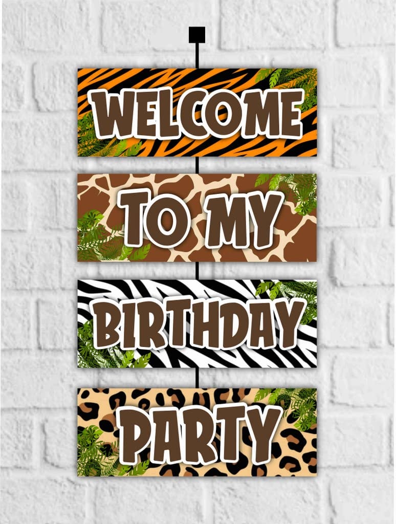 Balloonistics African Safari Welcome Board 2.3 Ft Hanging Jungle Theme Birthday Sign Outdoor & Indoor Cardstock Welcome Poster (Welcome Outdoor Board)