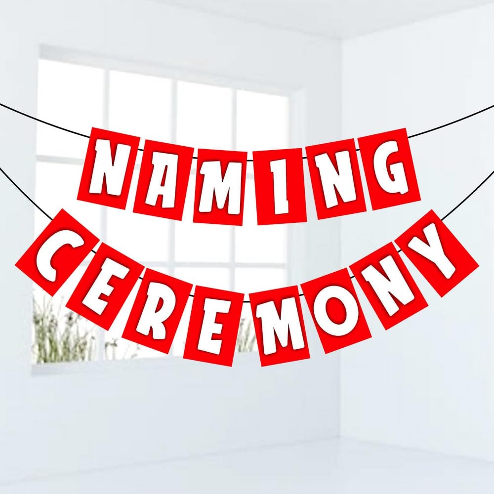 Balloonistics Premium Naming Ceremony Banner Vibrant Cardstock Backdrop for Celebrations & Name Reveal Parties Includes Hanging Ribbon (Naming Ceremony Banner)