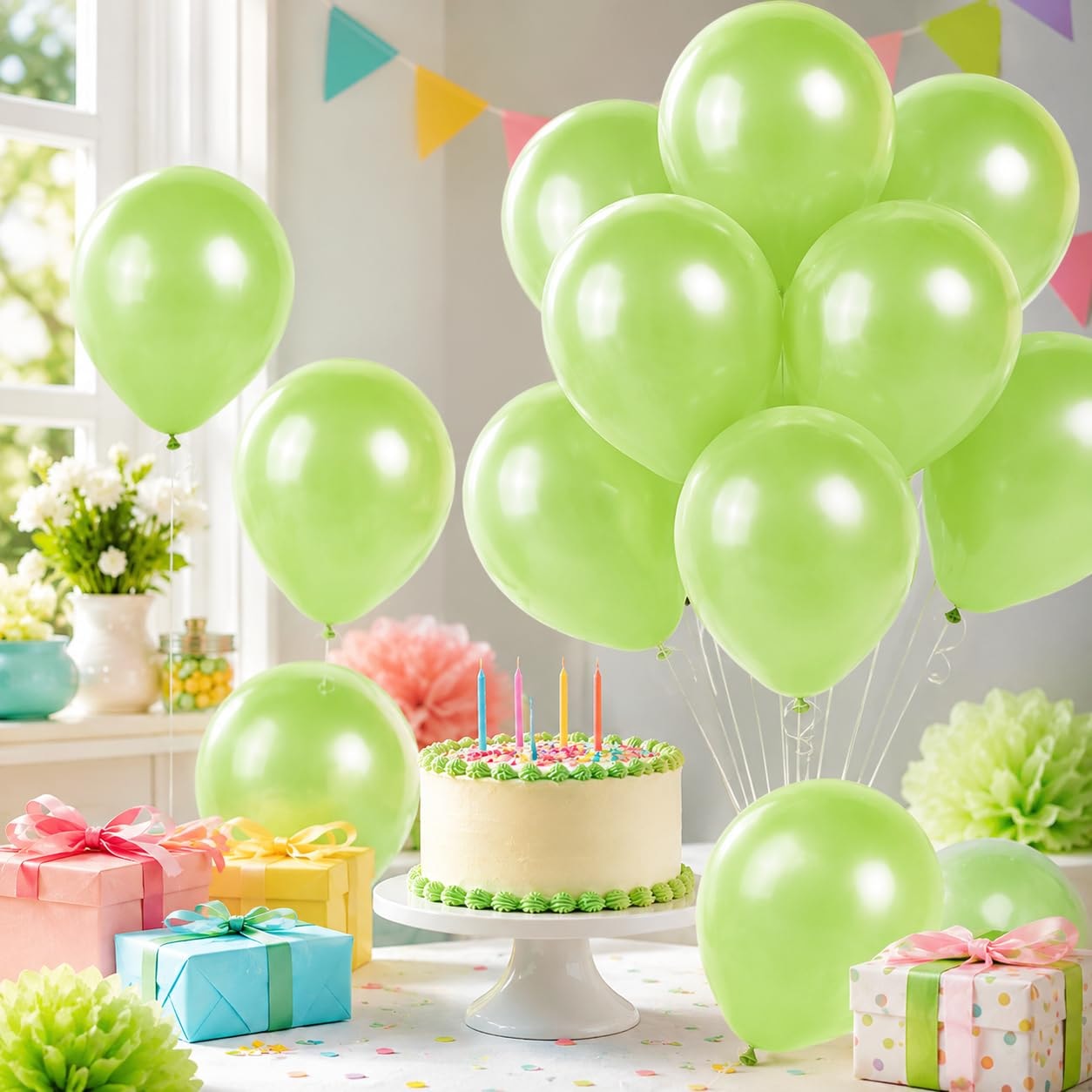 Balloonistics 10 Inch (Pack Of 50) Balloons for Decoration, Decoration for Weddings, Engagement, Baby Shower, 1st Birthday, Anniversary Party, Birthday Party supplies (Kiwi Green)