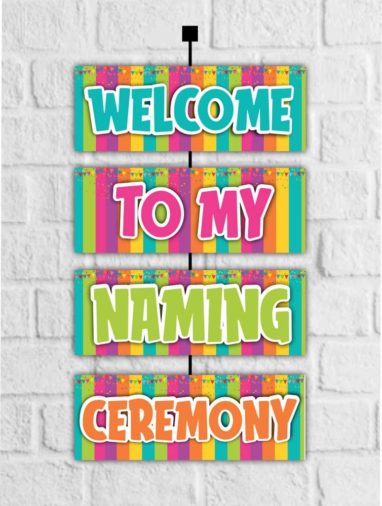 Naming Ceremony Welcome Board- Multicolor Door & Entrance Decoration Board - Elegant Party Supply for Indoor and Outdoor Use - Welcome to My Naming Ceremony 2.3ft
