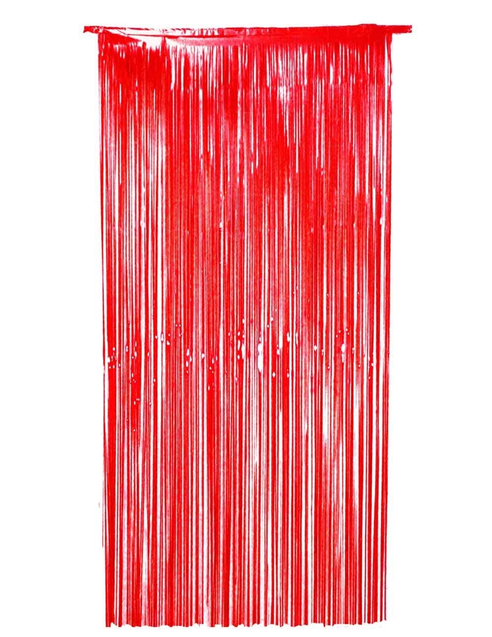 Balloonistics Red Metallic Fringe Foil Curtain – 3 × 6 Feet Shimmer Tinsel Backdrop for Birthday, Valentine’s Day, Diwali & Festive Party Decoration (Red)