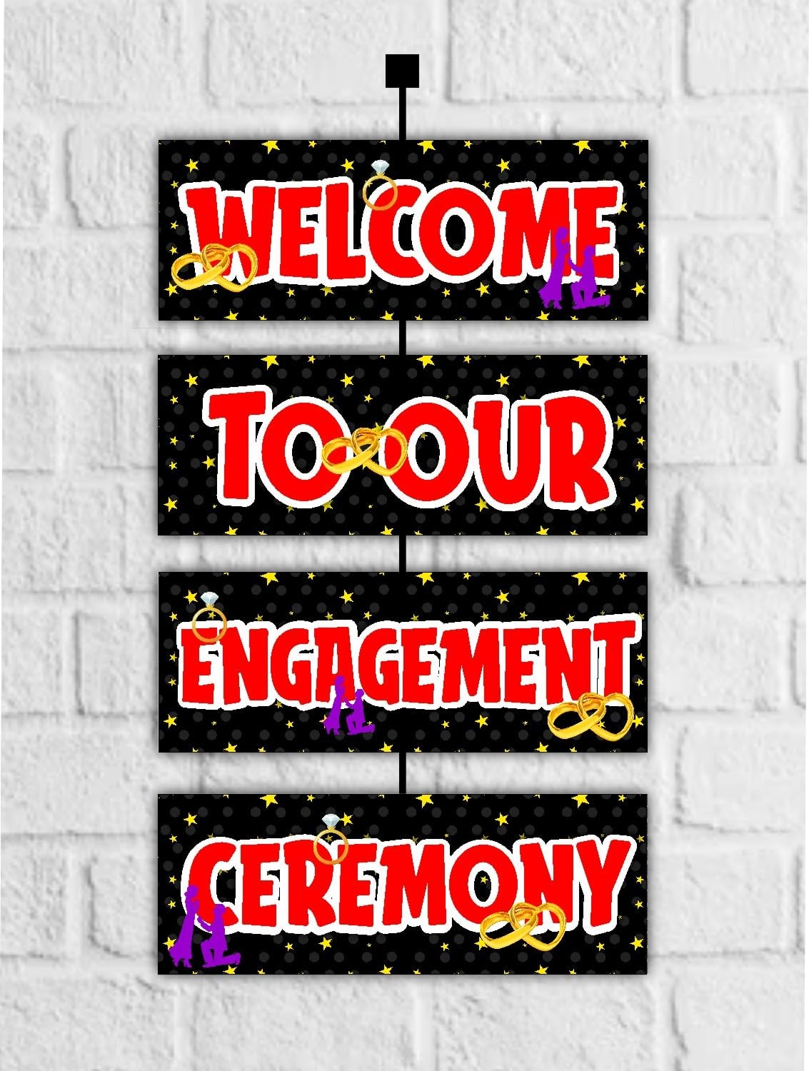 Balloonistics Engagement Theme Welcome Outdoor Board 2.3ft Hanging Sign for Indoor & Outdoor Decor Premium Cardstock Party Entrance with Ribbons (Welcome Outdoor Board)