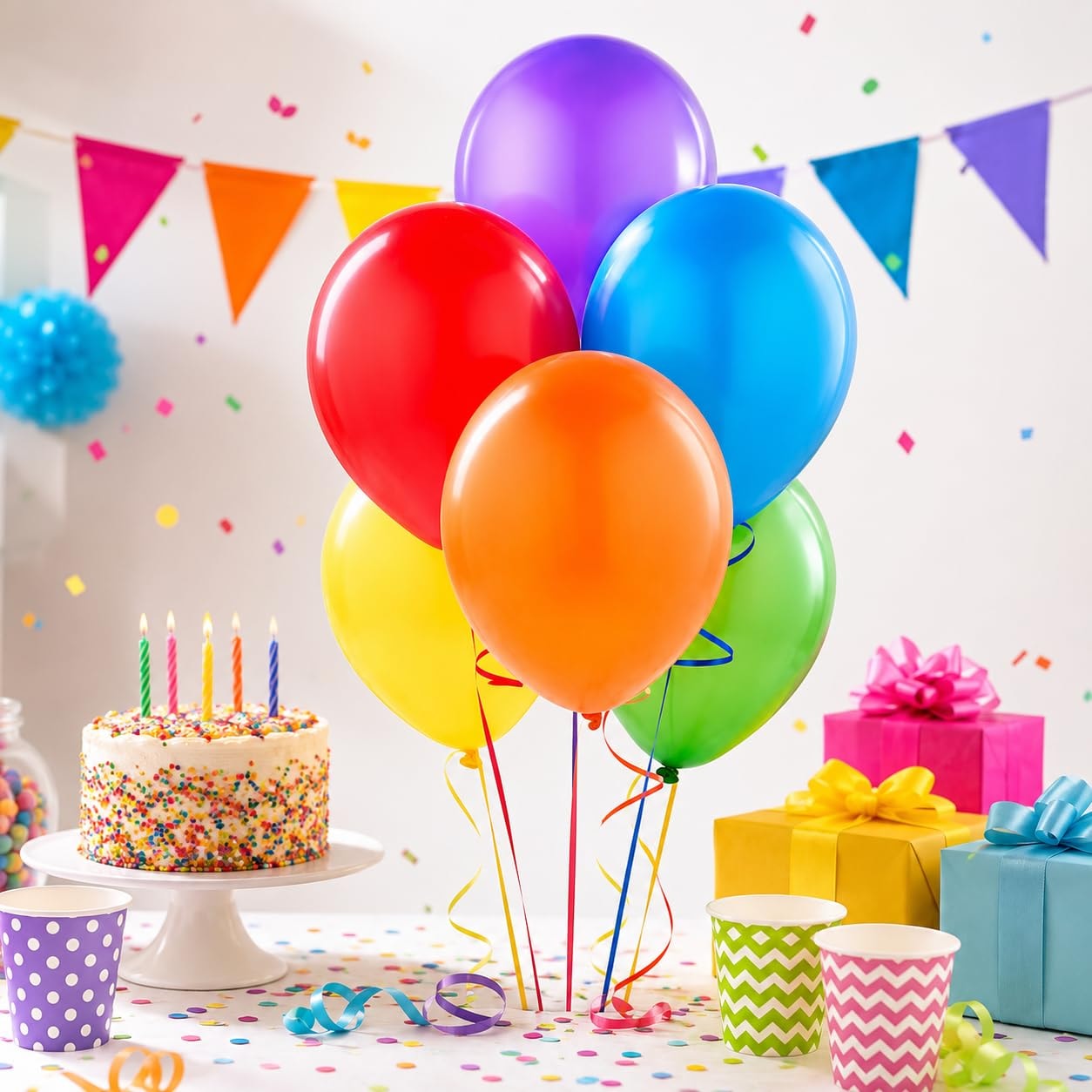 Balloonistics 10 Inch HD Metallic Shiny Balloons for Birthday Decoration, Decoration for Weddings, Engagement, Baby Shower, 1st Birthday, Anniversary, Birthday Party (Pack Of 50) (Multi Color)
